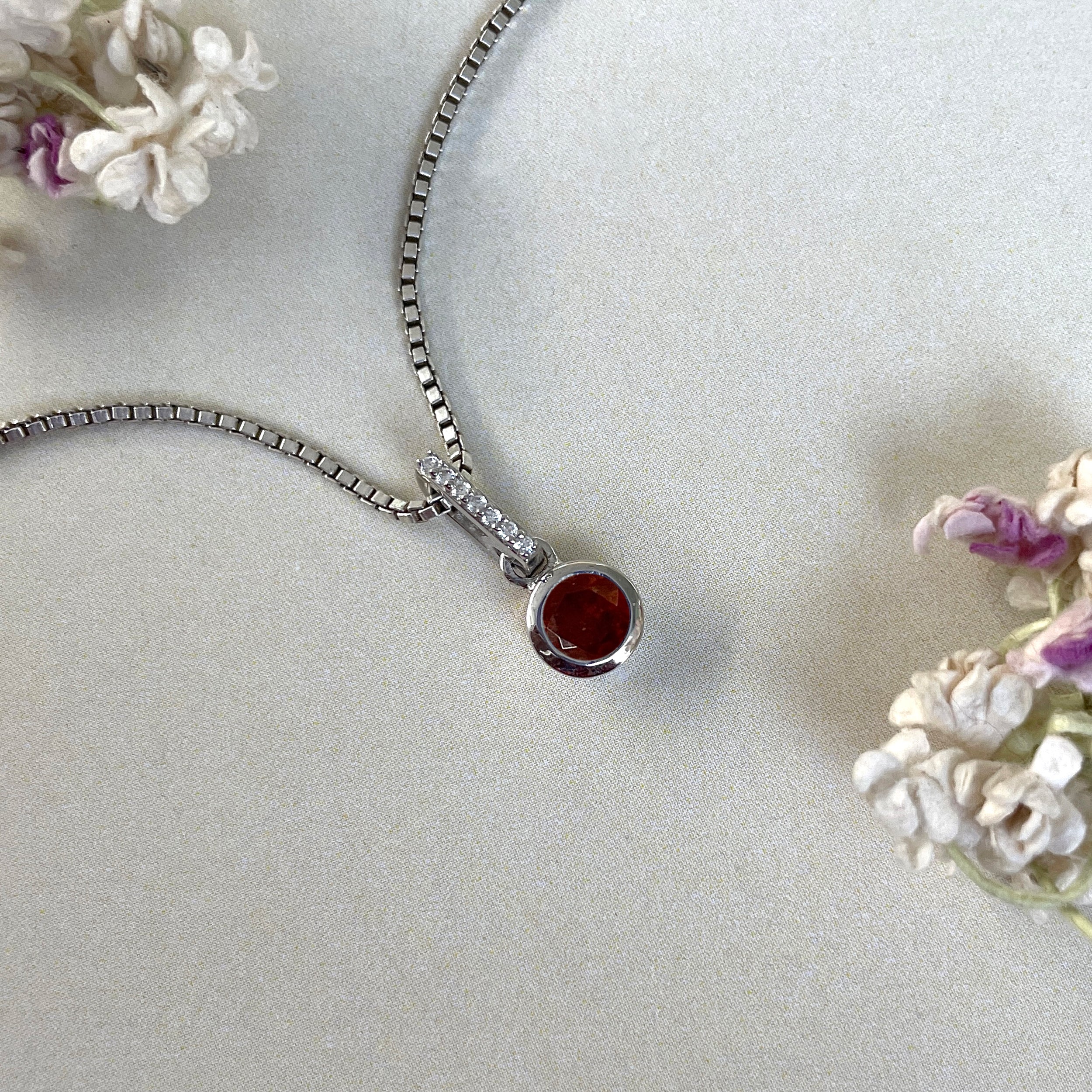 Orange Kyanite & White Topaz Pendant-(KYN-SP-957-O.)