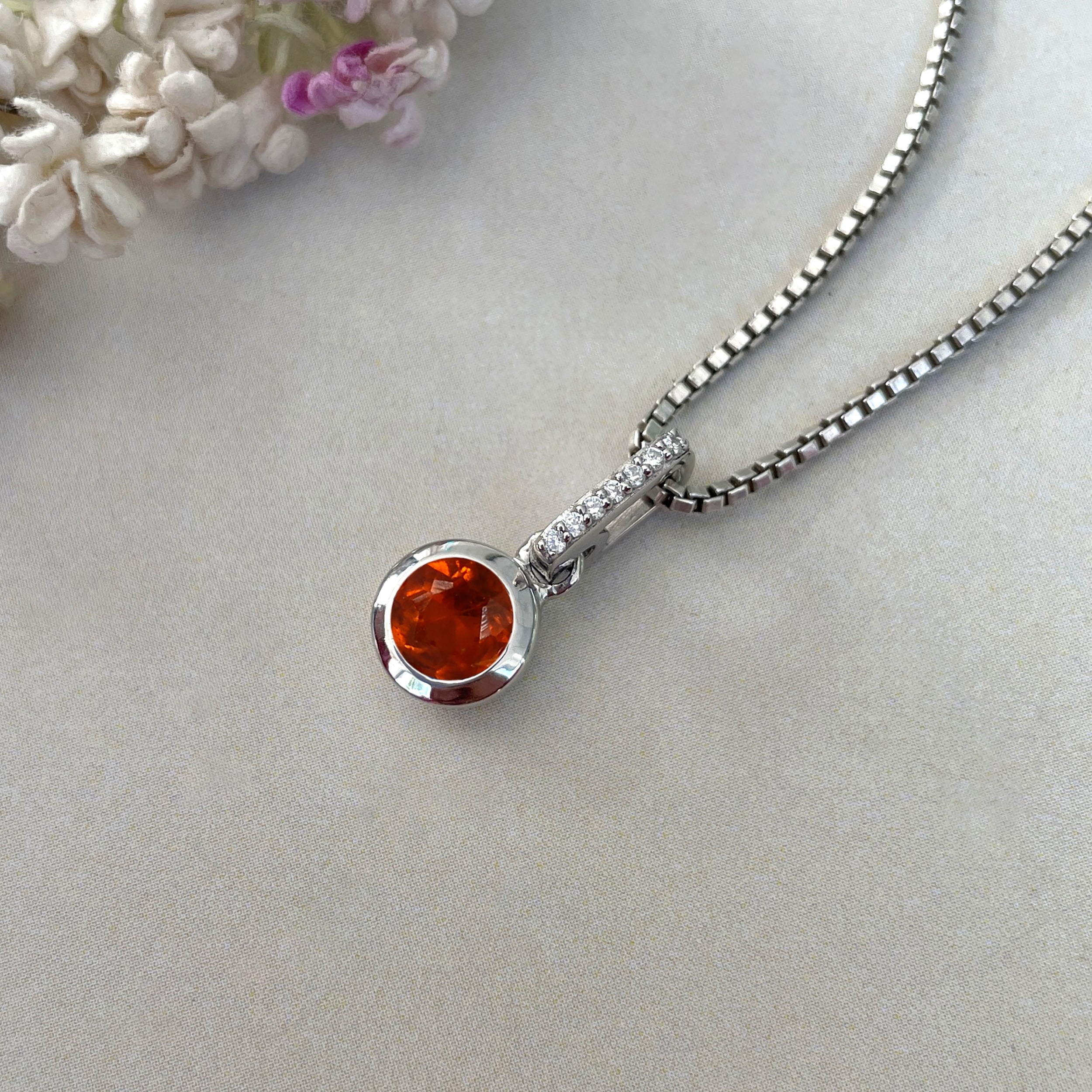 Orange Kyanite & White Topaz Pendant-(KYN-SP-958-O.)