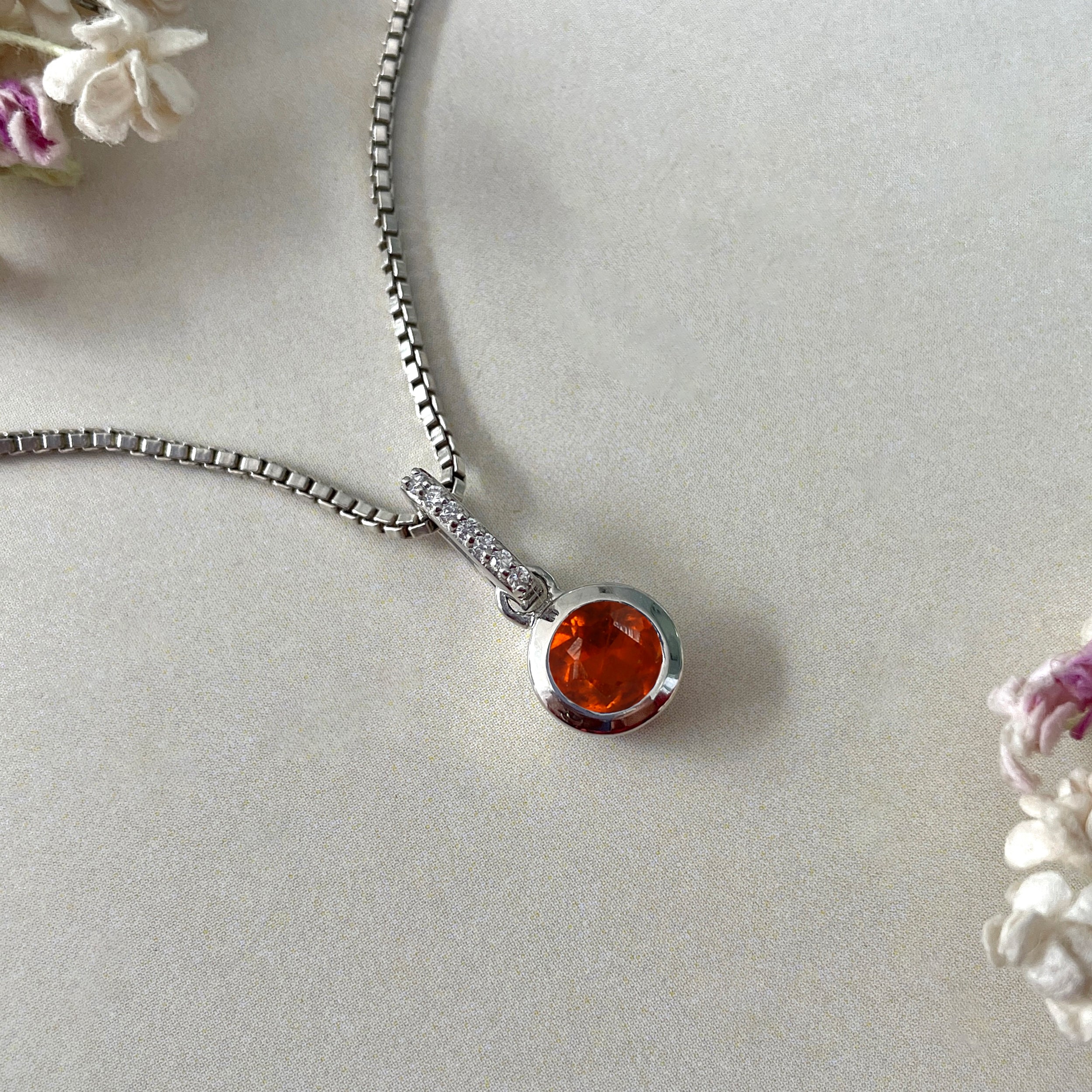 Orange Kyanite & White Topaz Pendant-(KYN-SP-958-O.)