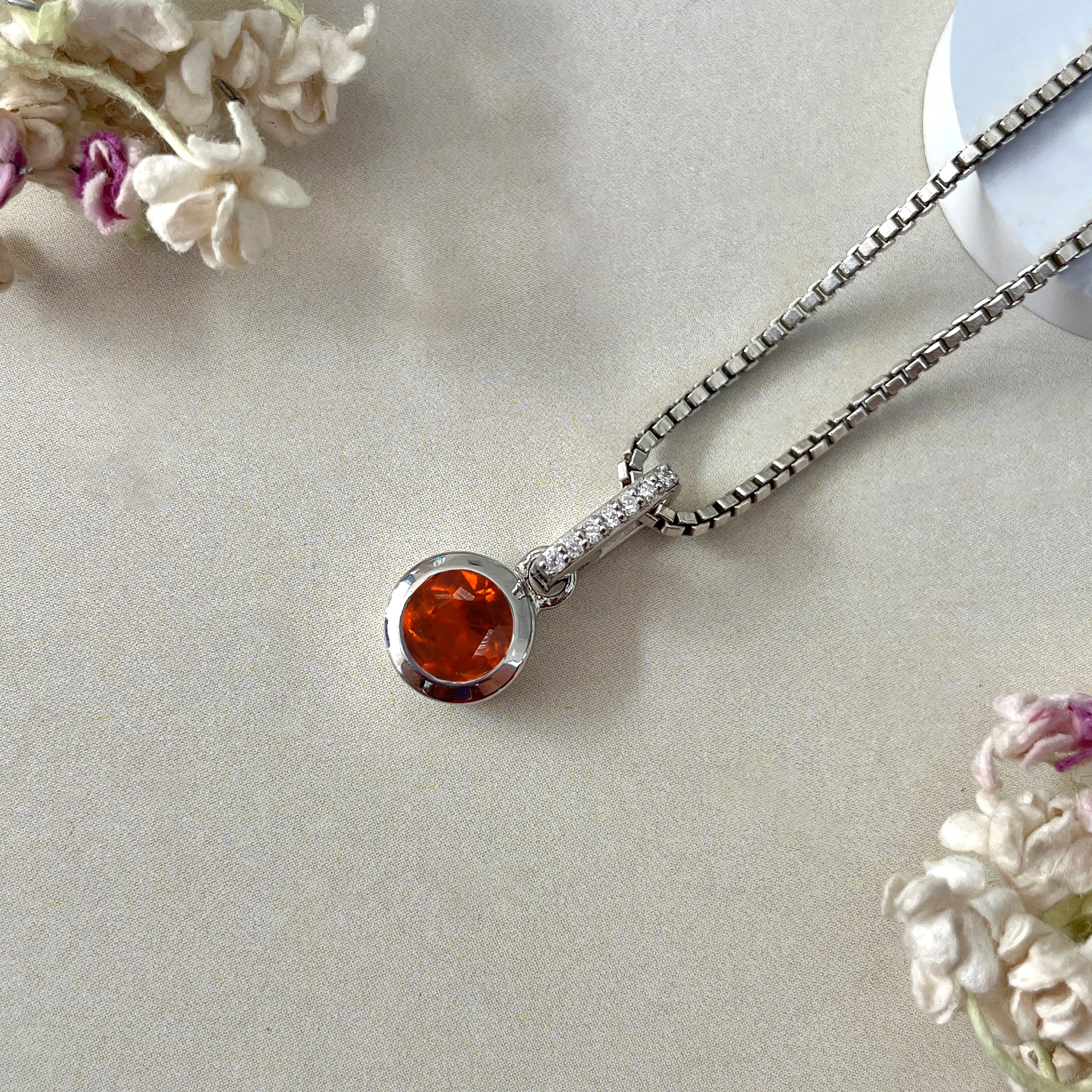 Orange Kyanite & White Topaz Pendant-(KYN-SP-958-O.)