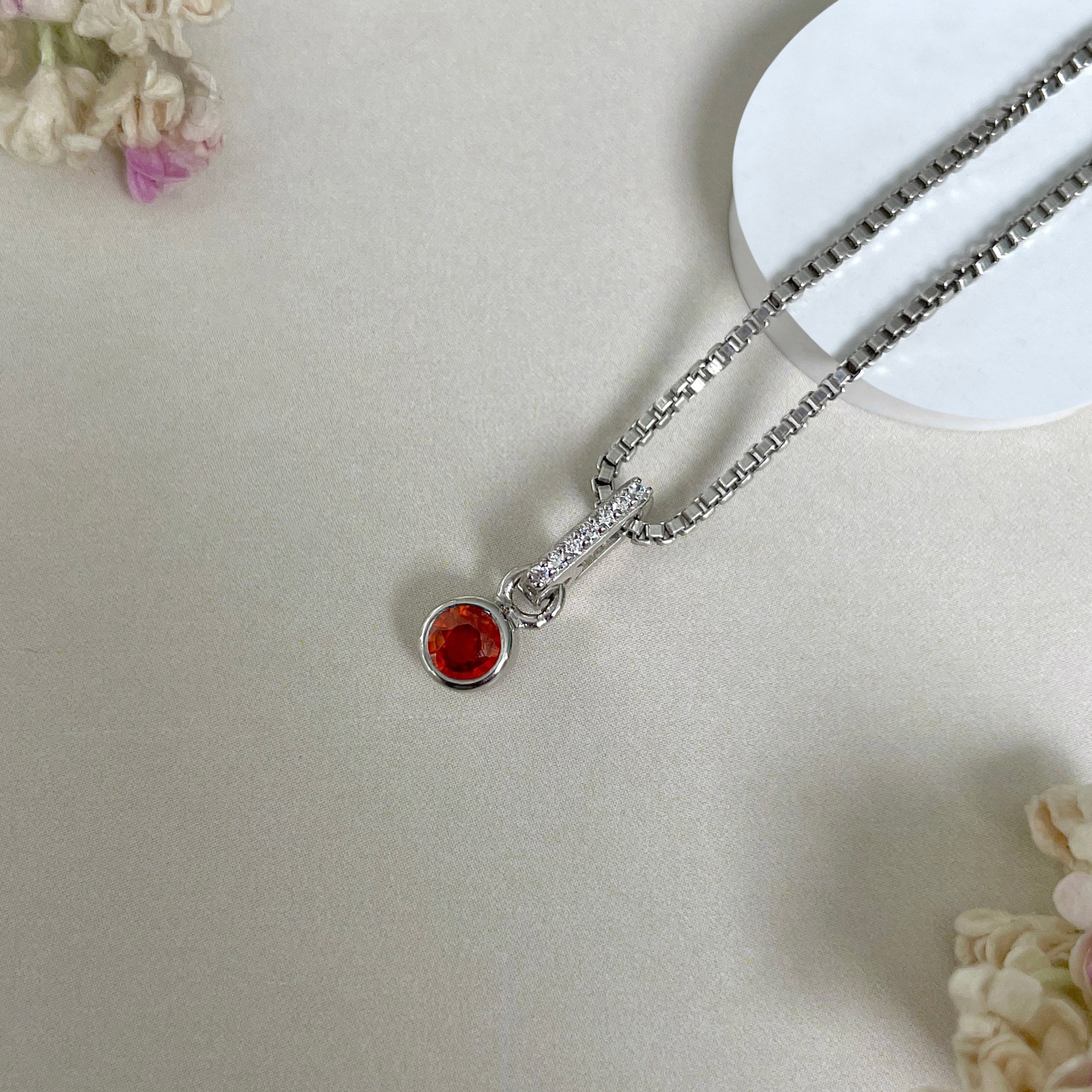 Orange Kyanite & White Topaz Pendant-(KYN-SP-999B-O.)