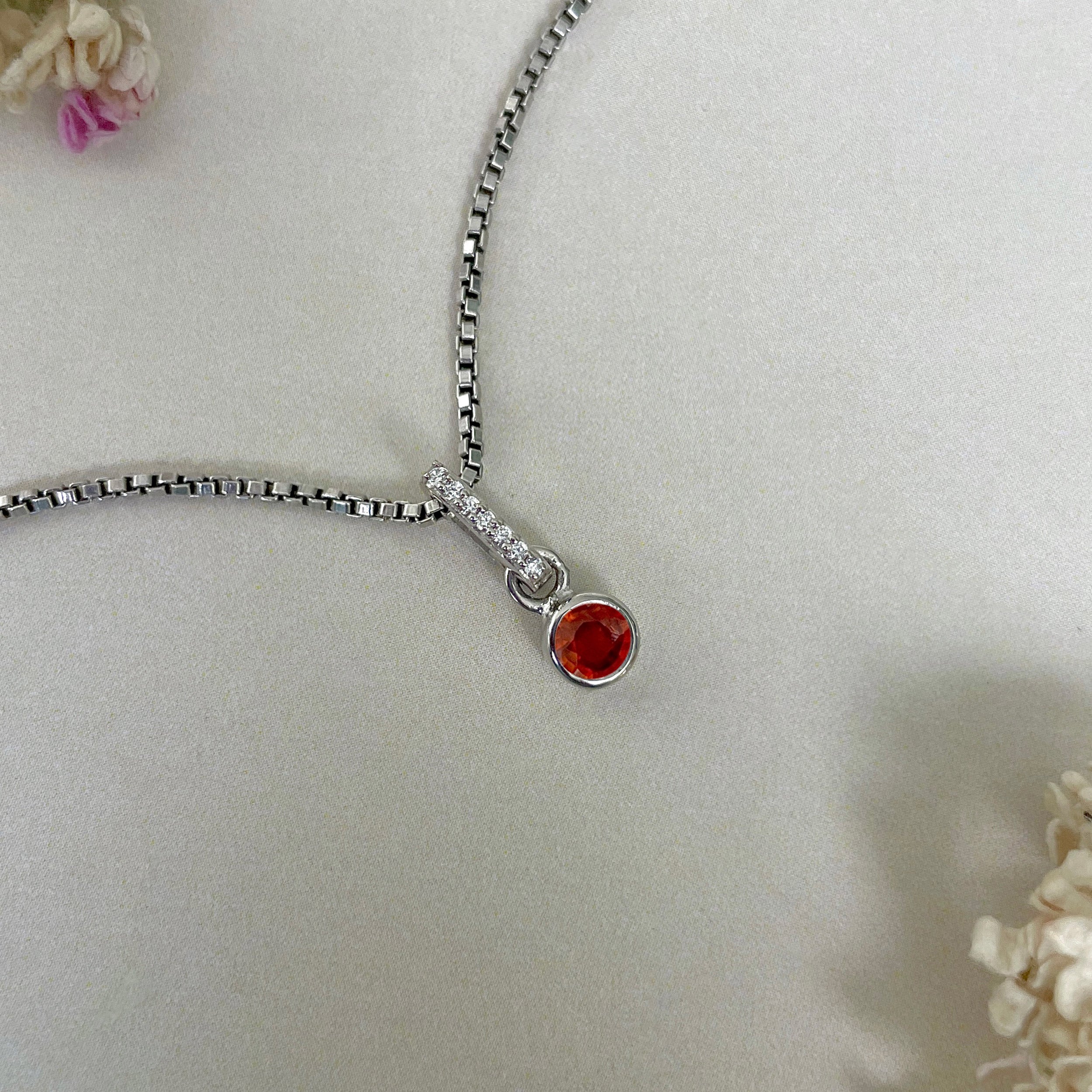 Orange Kyanite & White Topaz Pendant-(KYN-SP-999B-O.)
