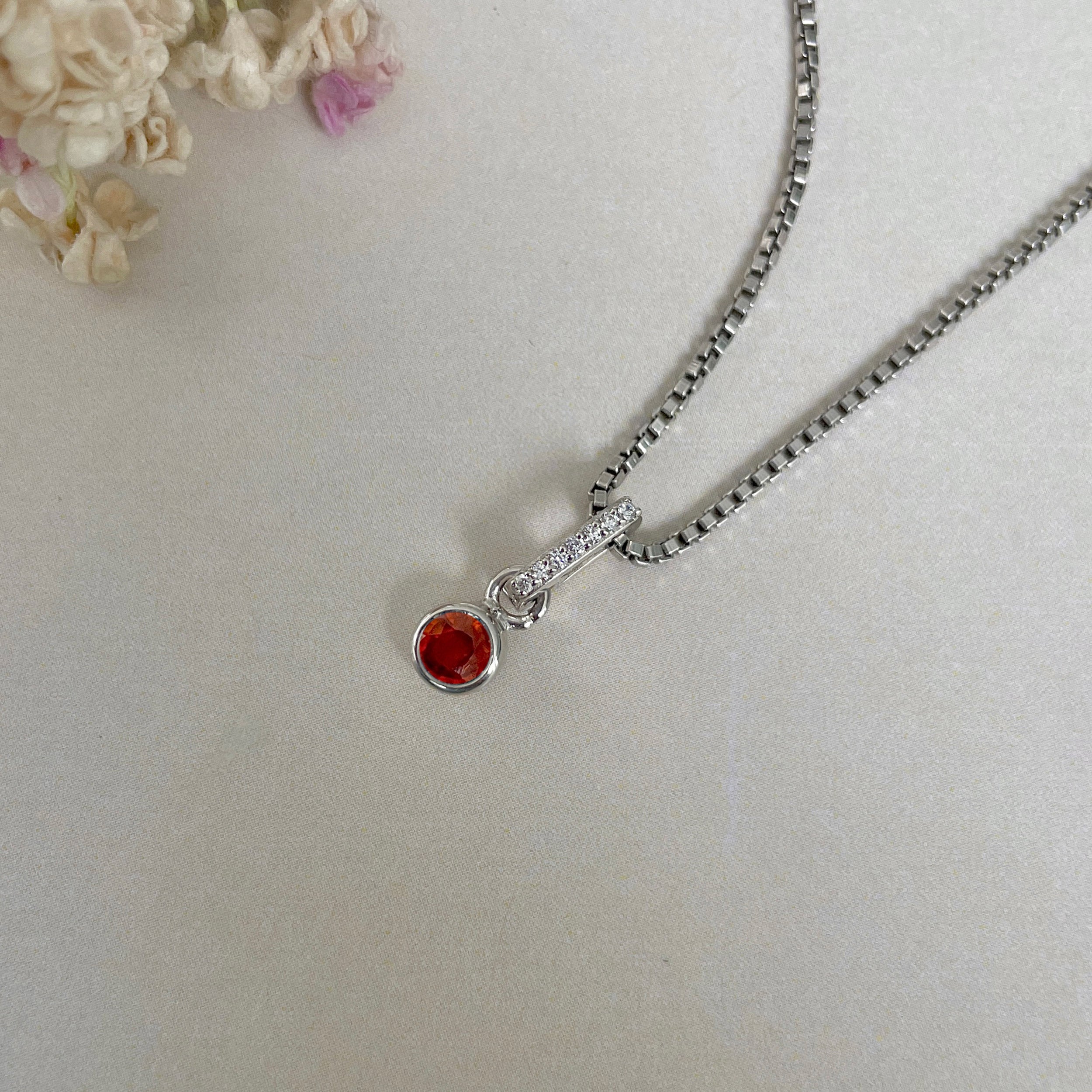Orange Kyanite & White Topaz Pendant-(KYN-SP-999B-O.)