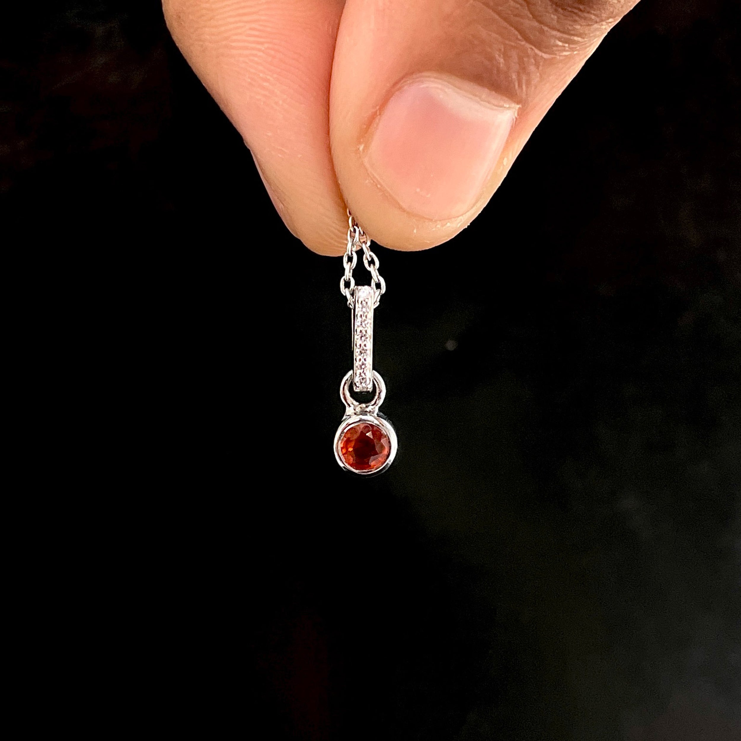 Orange Kyanite & White Topaz Pendant-(KYN-SP-999B-O.)