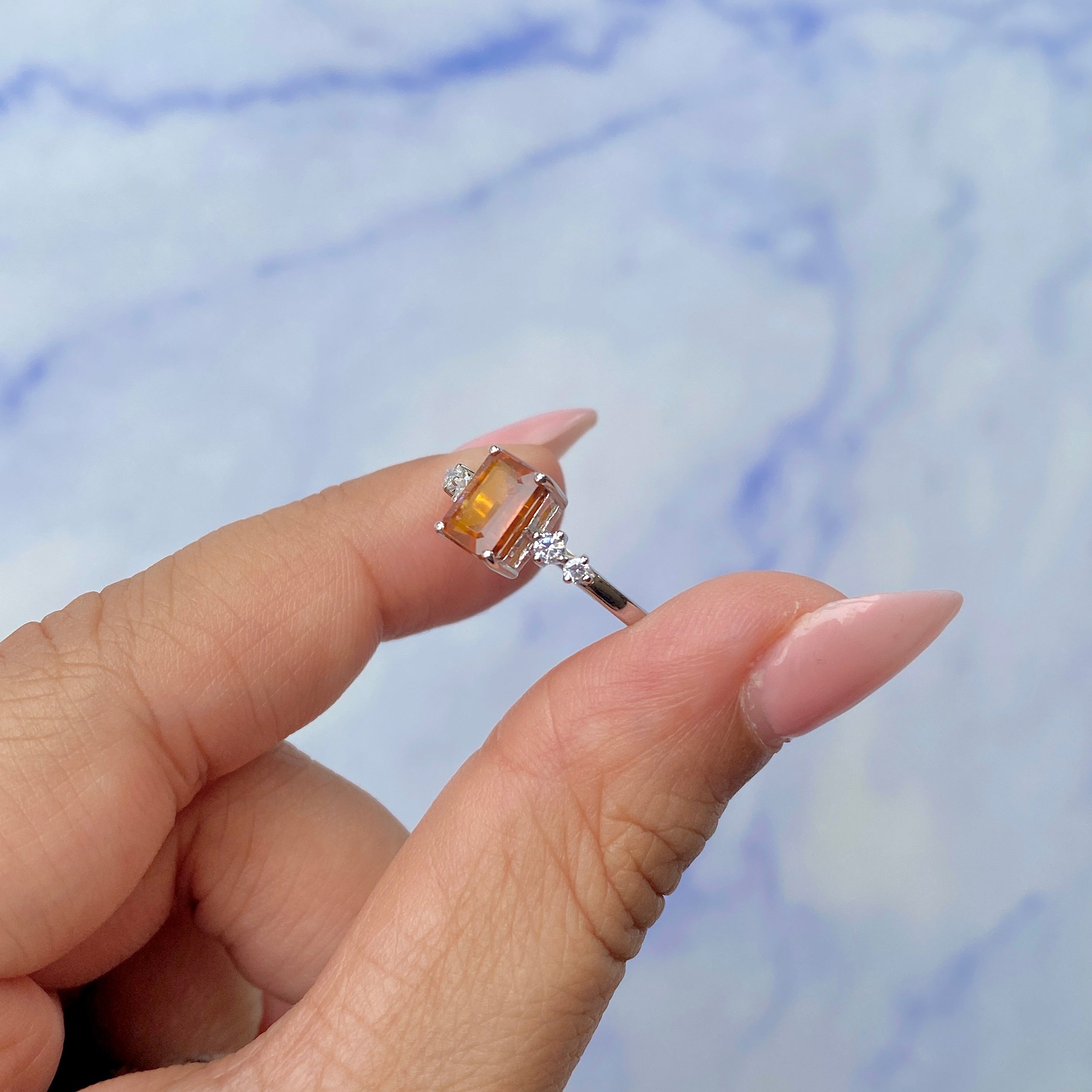 Orange Kyanite Ring-(KYN-SR-2187-O.)