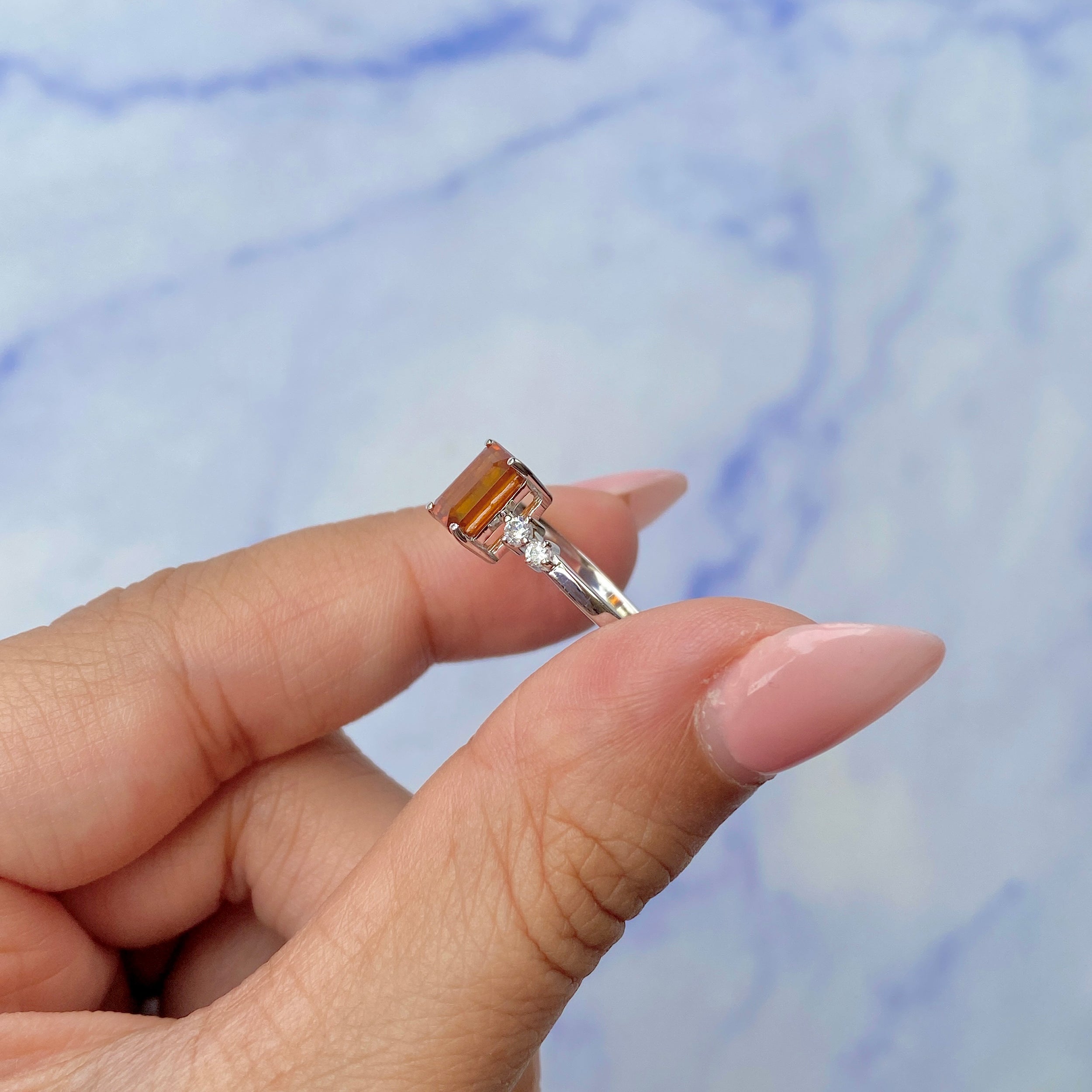 Orange Kyanite Ring-(KYN-SR-2187-O.)