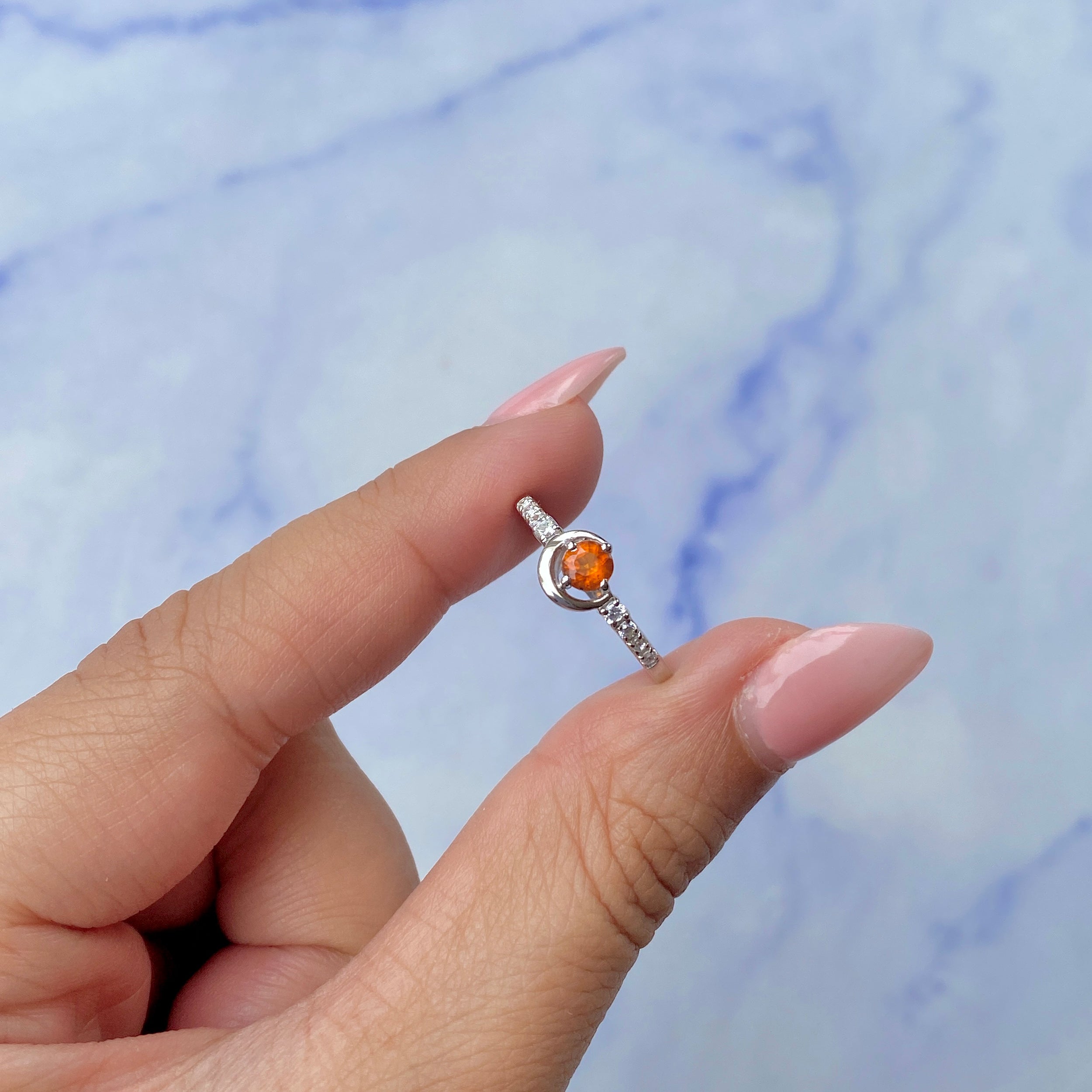 Orange Kyanite Ring-(KYN-SR-2292-O.)