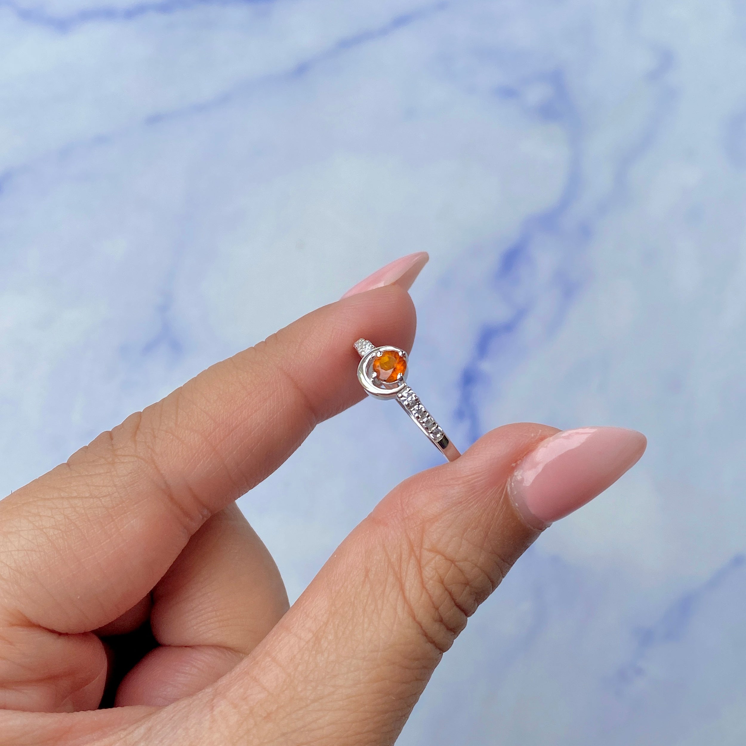 Orange Kyanite Ring-(KYN-SR-2292-O.)