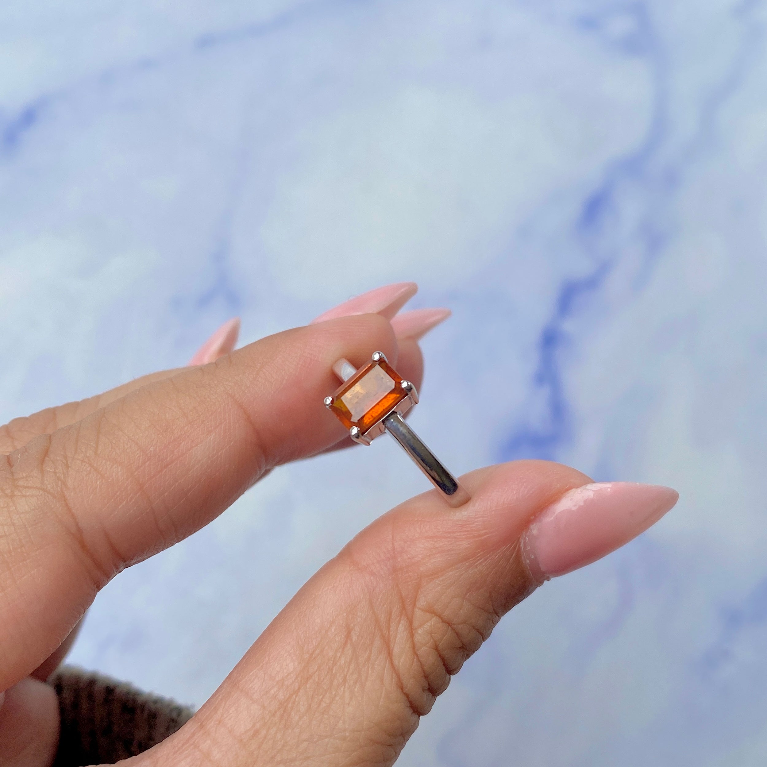 Orange Kyanite Ring-(KYN-SR-241-O.)