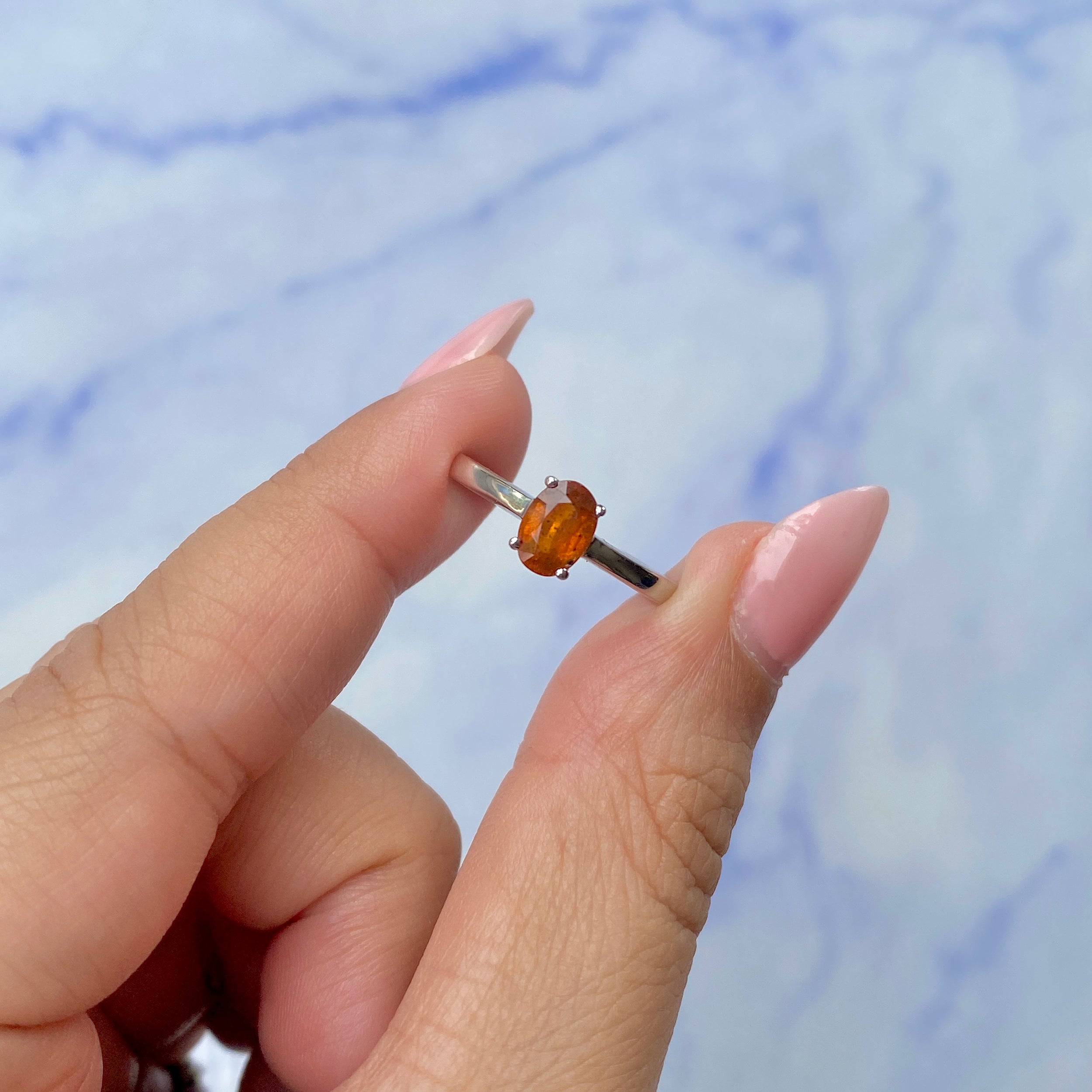 Orange Kyanite Ring-(KYN-SR-242-O.)