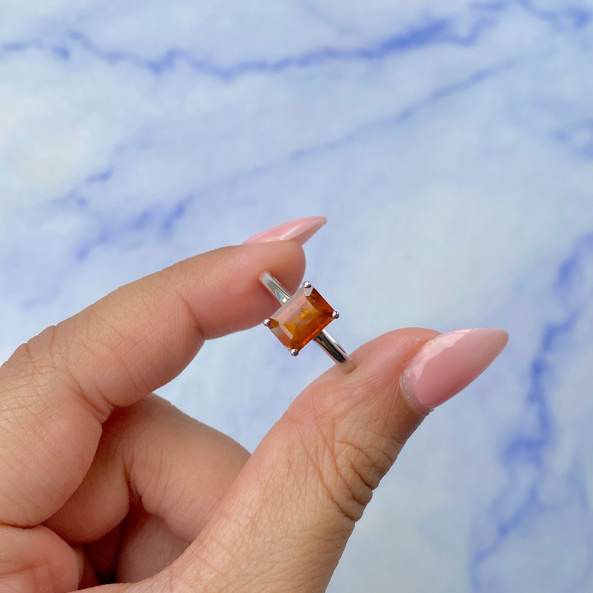 Orange Kyanite Ring-(KYN-SR-247-O.)
