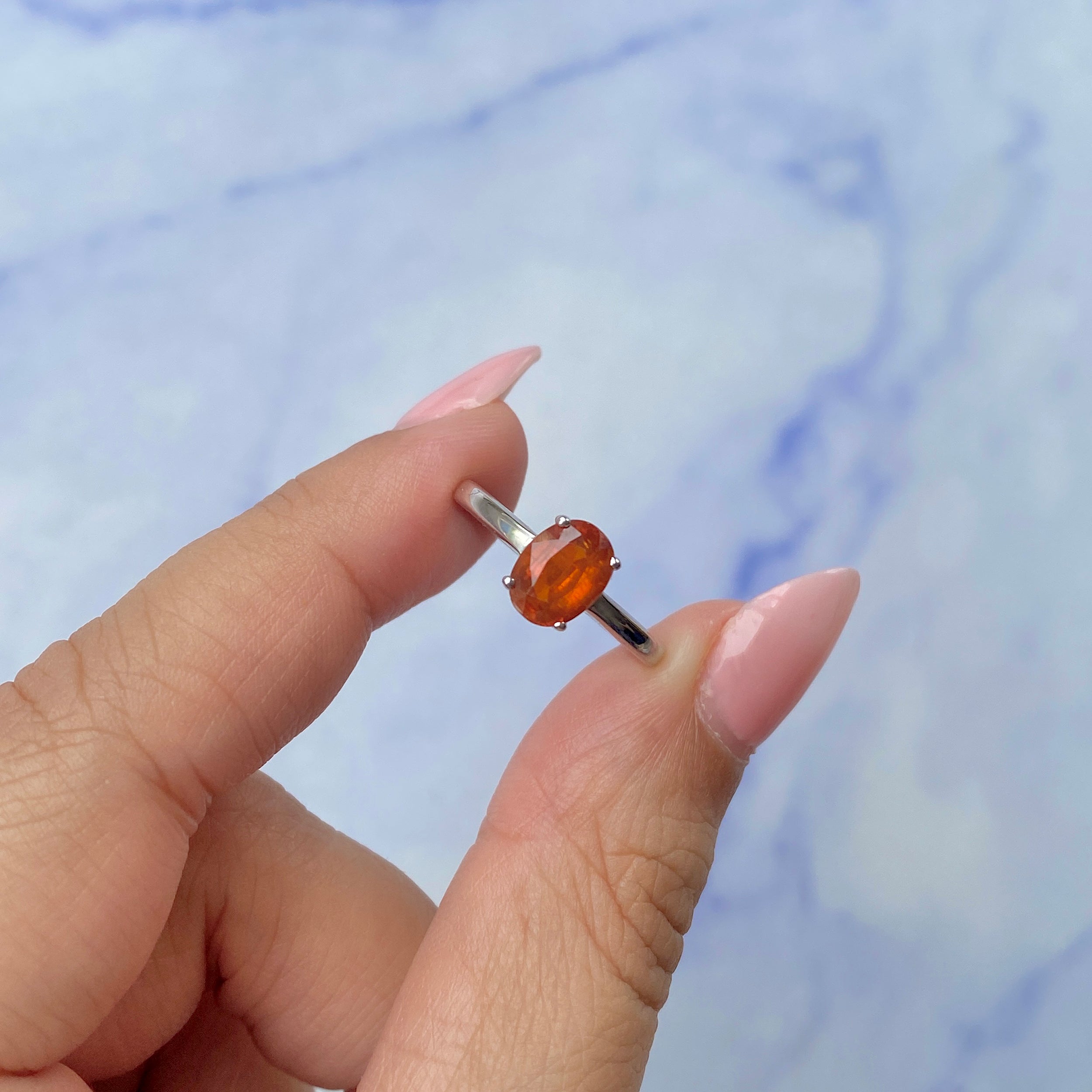 Orange Kyanite Ring-(KYN-SR-249-O.)