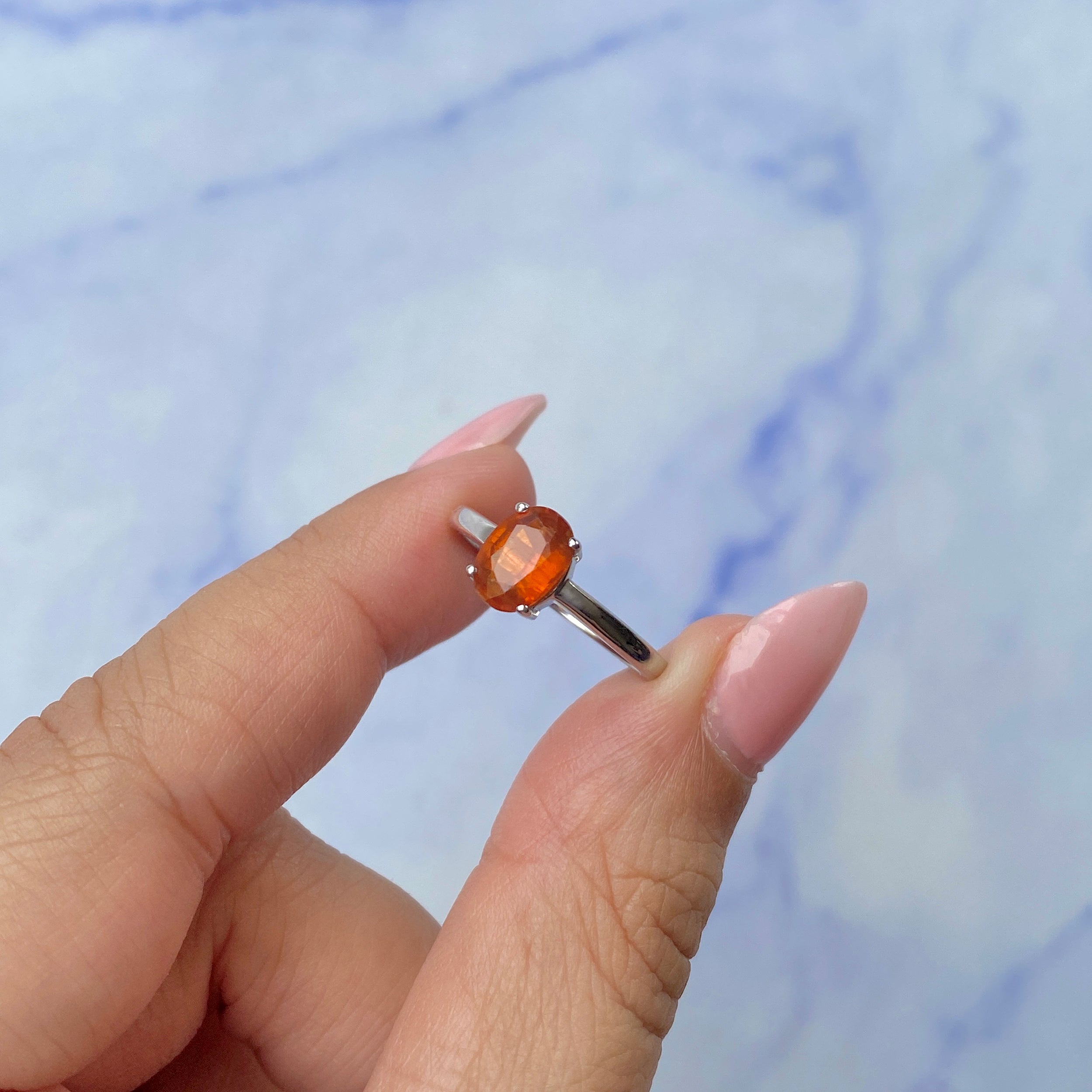 Orange Kyanite Ring-(KYN-SR-249-O.)