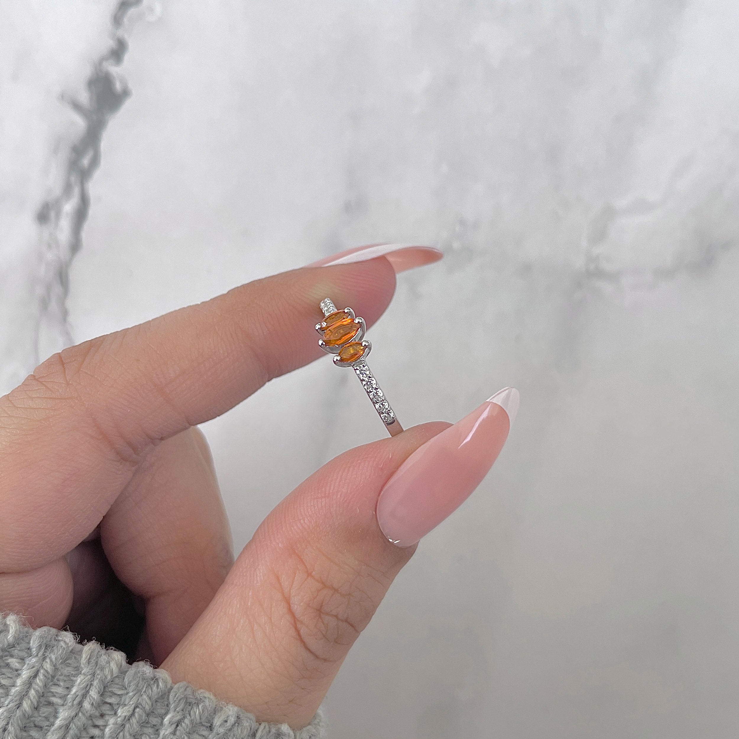 Orange Kyanite Ring-(KYN-SR-2540-O.)