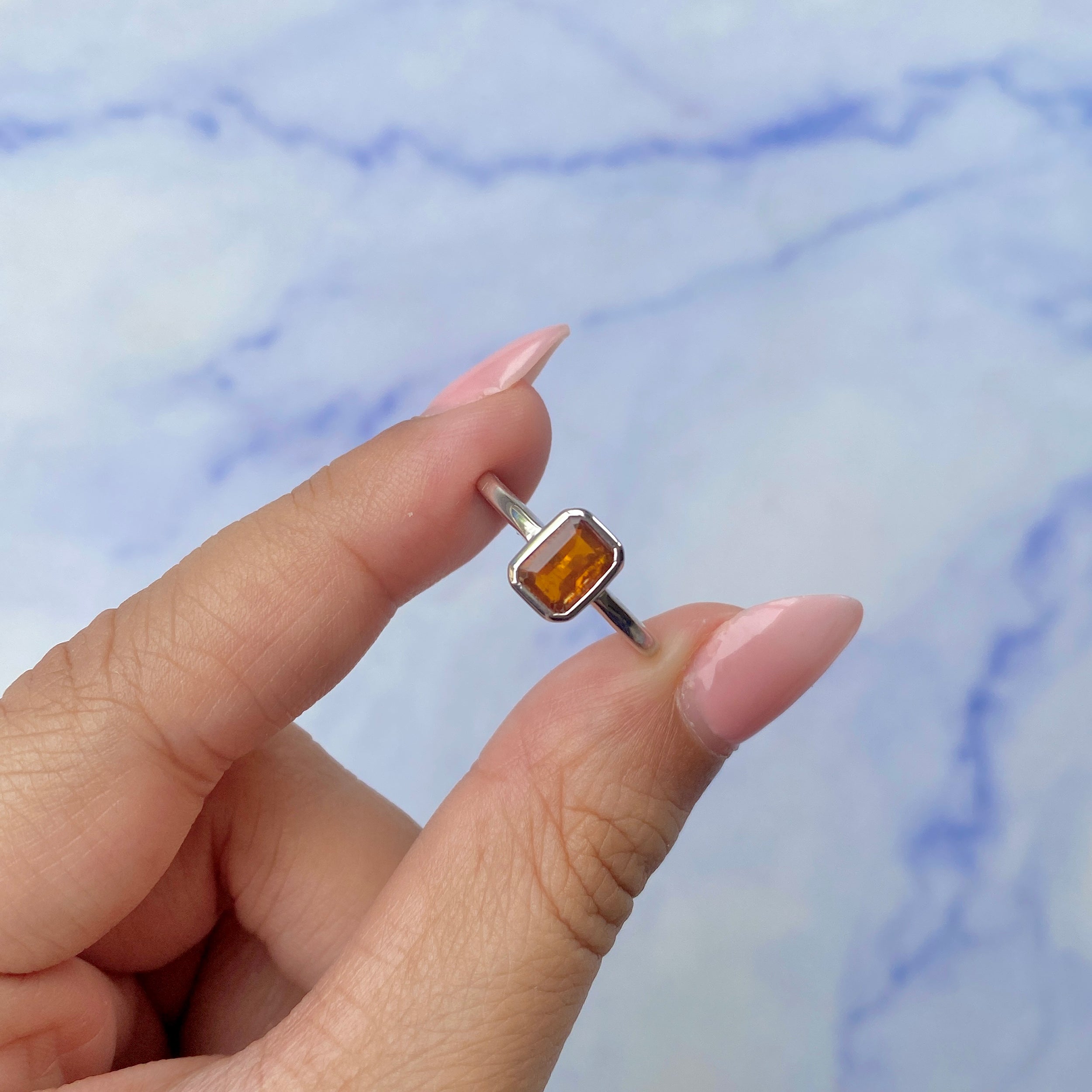 Orange Kyanite Ring-(KYN-SR-2765-O.)