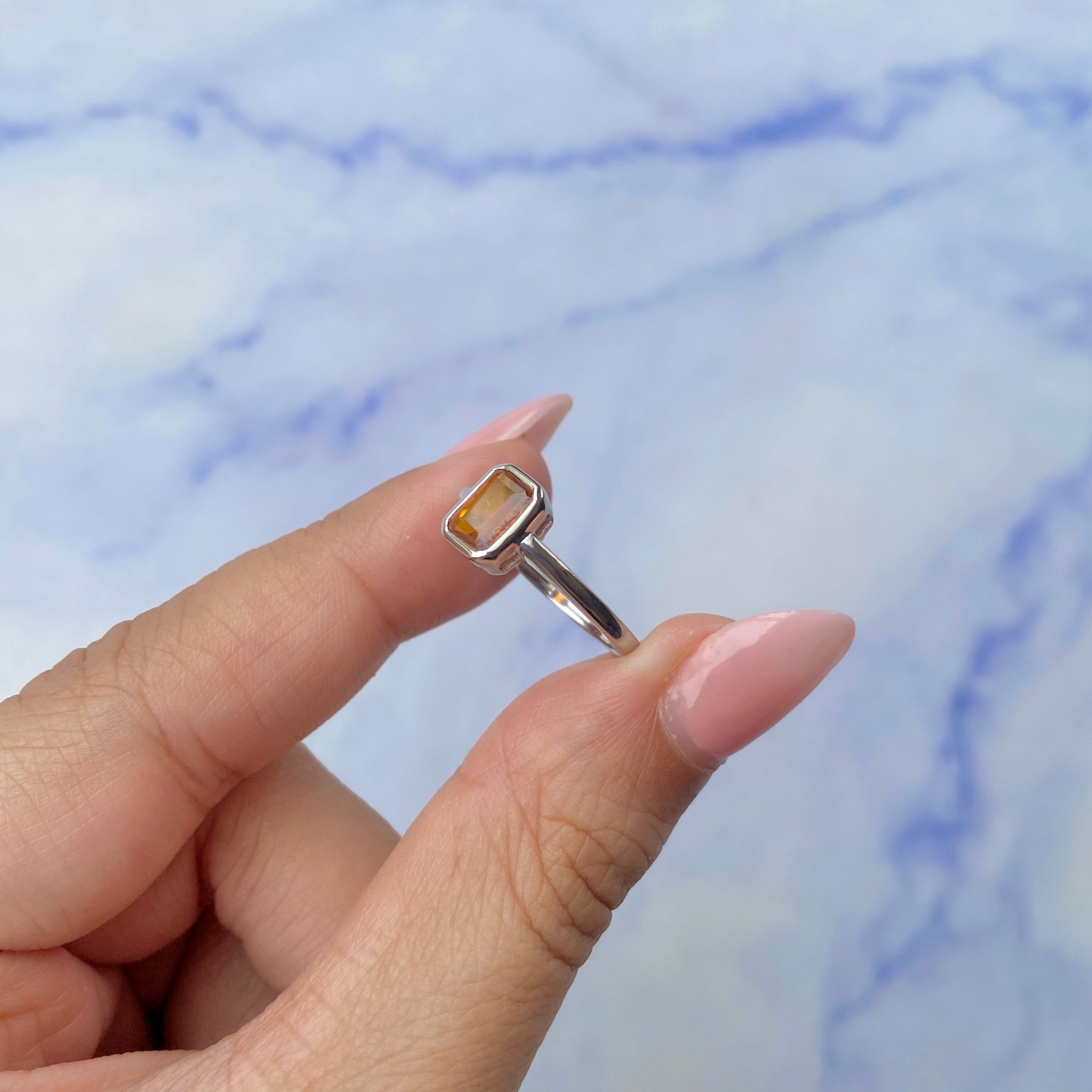 Orange Kyanite Ring-(KYN-SR-2765-O.)