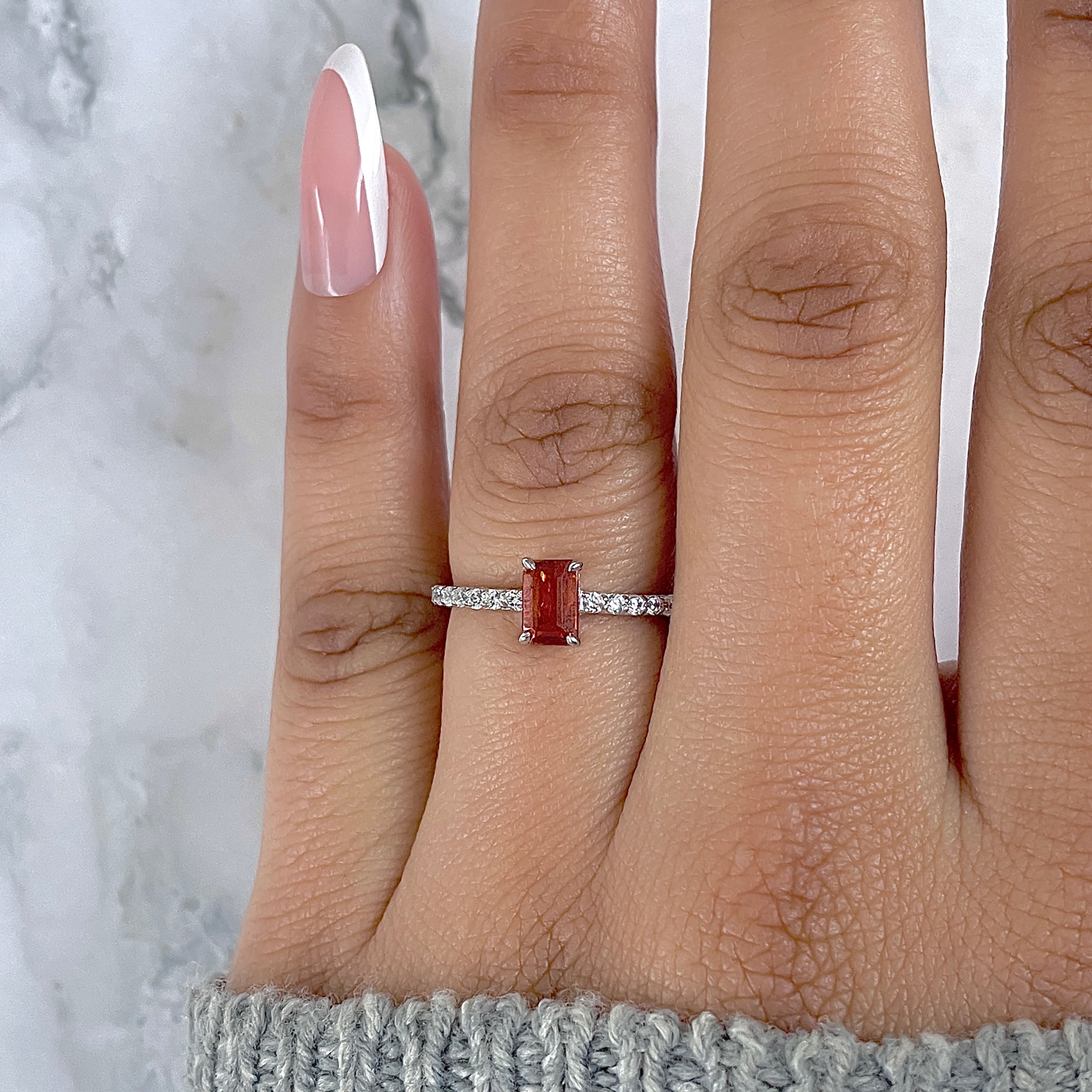 Dainty Orange Kyanite Rings | Buy Silver Orange Kyanite Rings