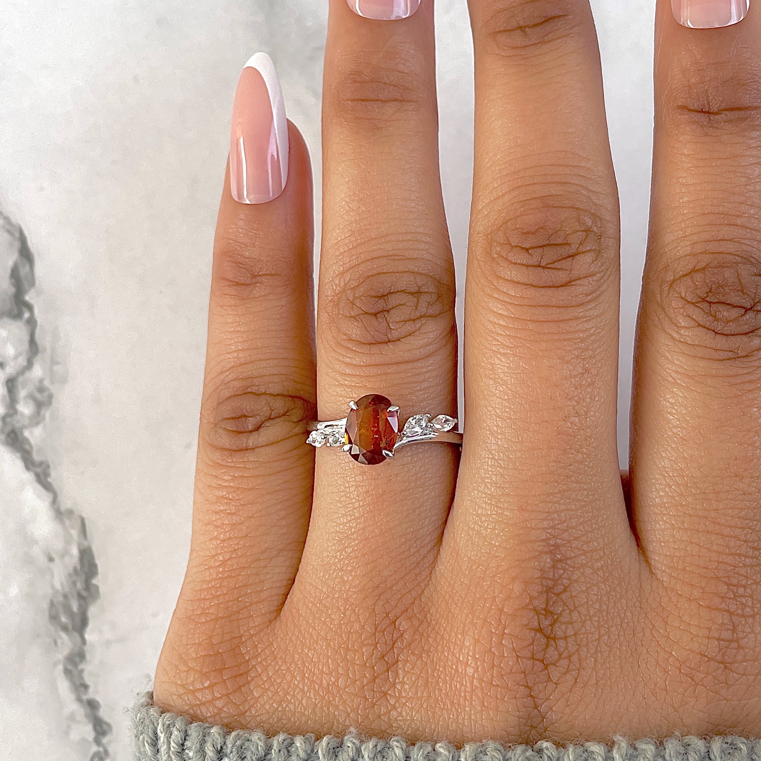 Dainty Orange Kyanite Rings | Buy Silver Orange Kyanite Rings