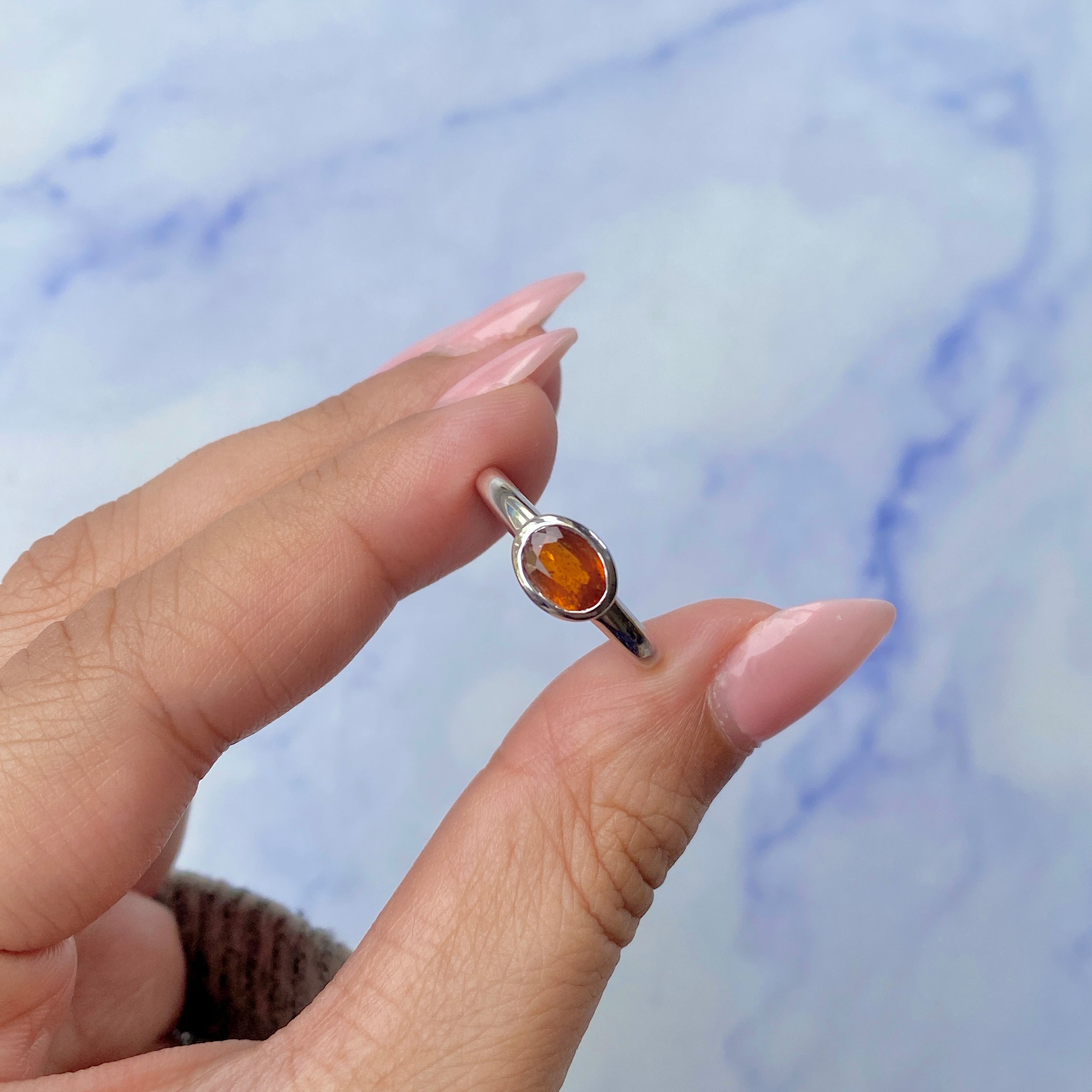 Orange Kyanite Ring-(KYN-SR-4026-O.)