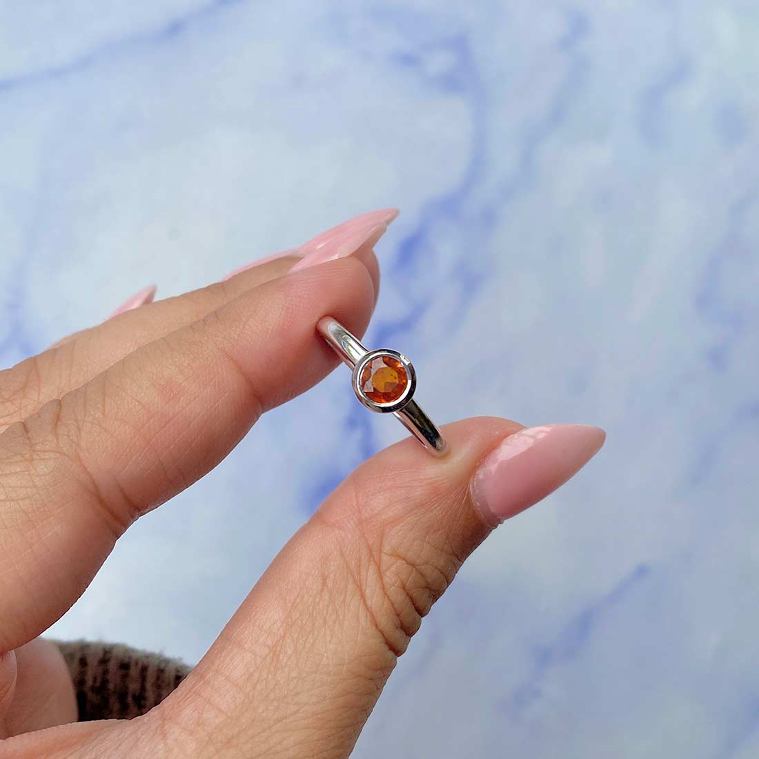 Orange Kyanite Ring-(KYN-SR-4029-O.)