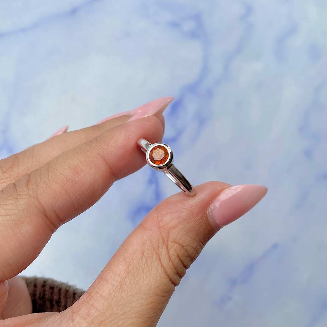 Orange Kyanite Ring-(KYN-SR-4029-O.)