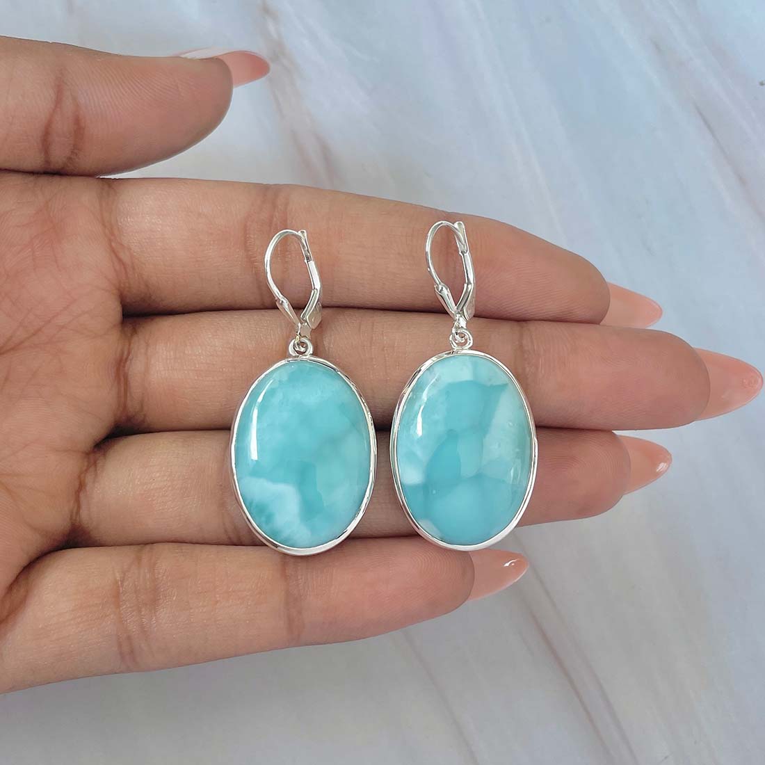 Larimar Earring-(LAR-E-102.)