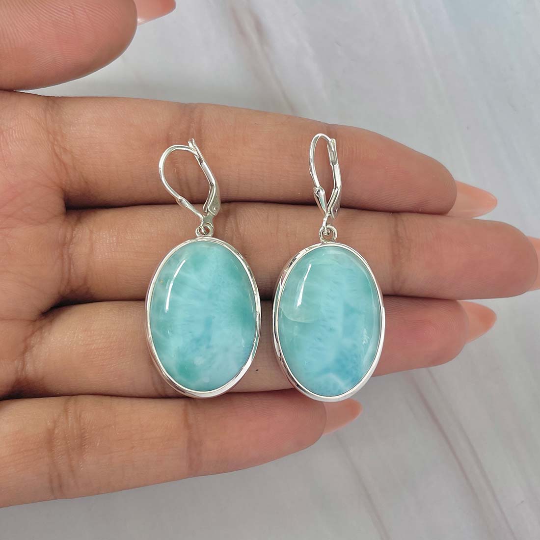 Larimar Earring-(LAR-E-110.)