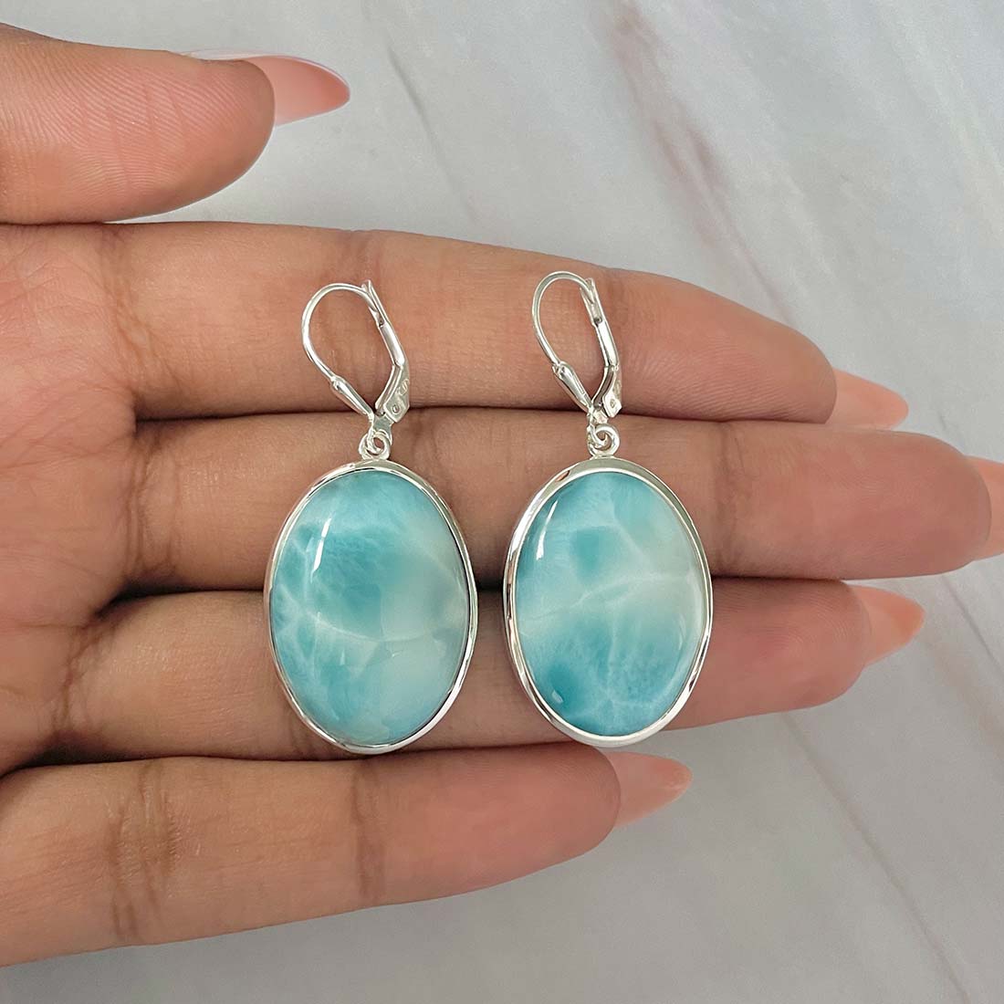 Larimar Earring-(LAR-E-117.)