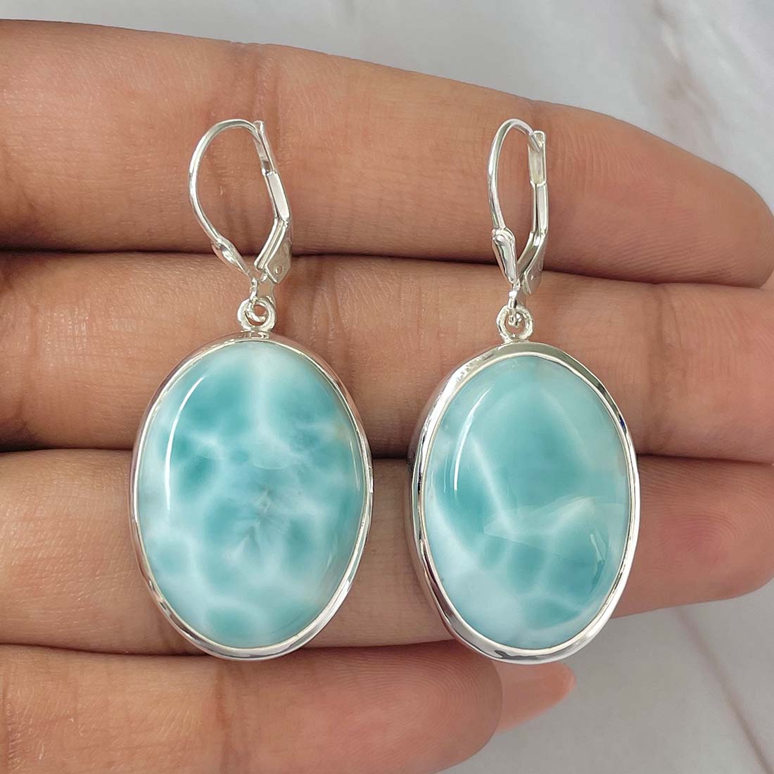 Larimar Earring-(LAR-E-125.)