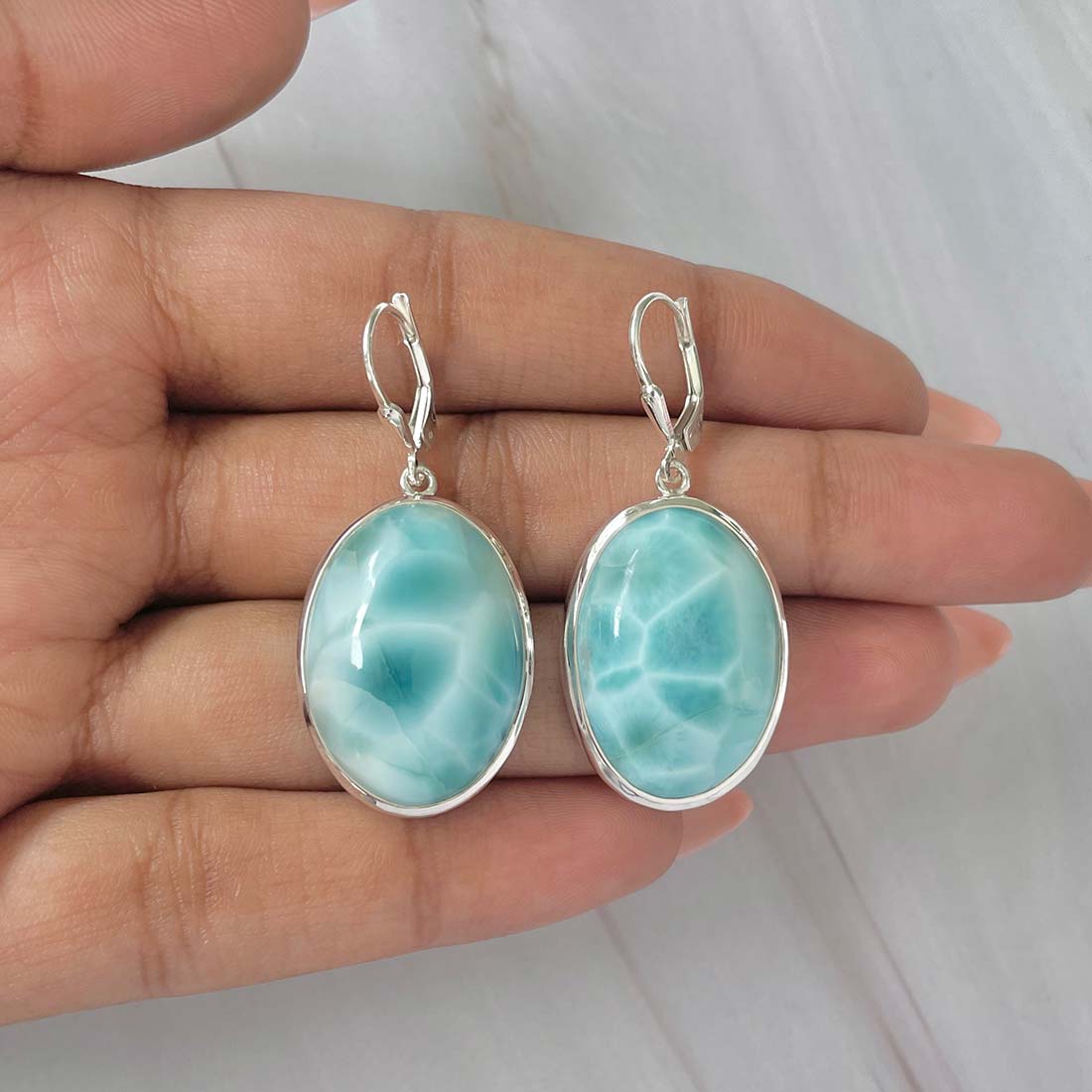 Larimar Earring-(LAR-E-127.)