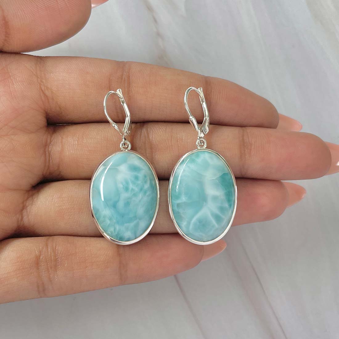 Larimar Earring-(LAR-E-128.)