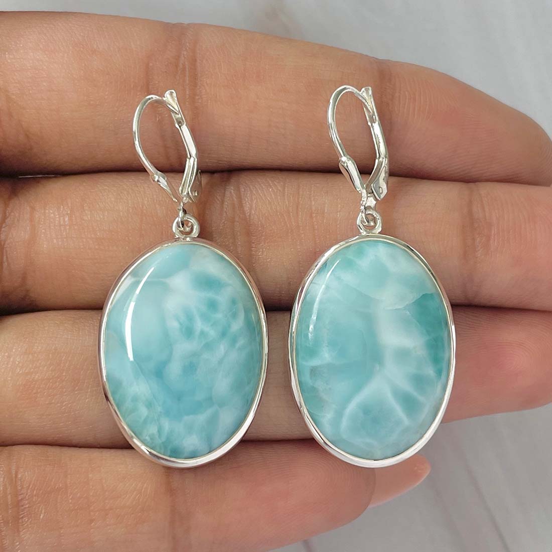Larimar Earring-(LAR-E-128.)
