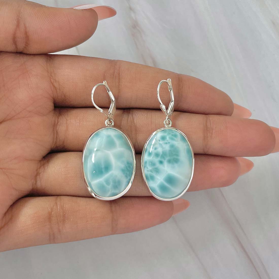 Larimar Earring-(LAR-E-129.)