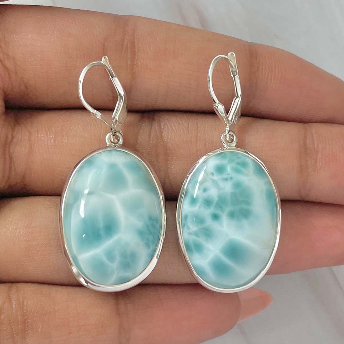 Larimar Earring-(LAR-E-129.)