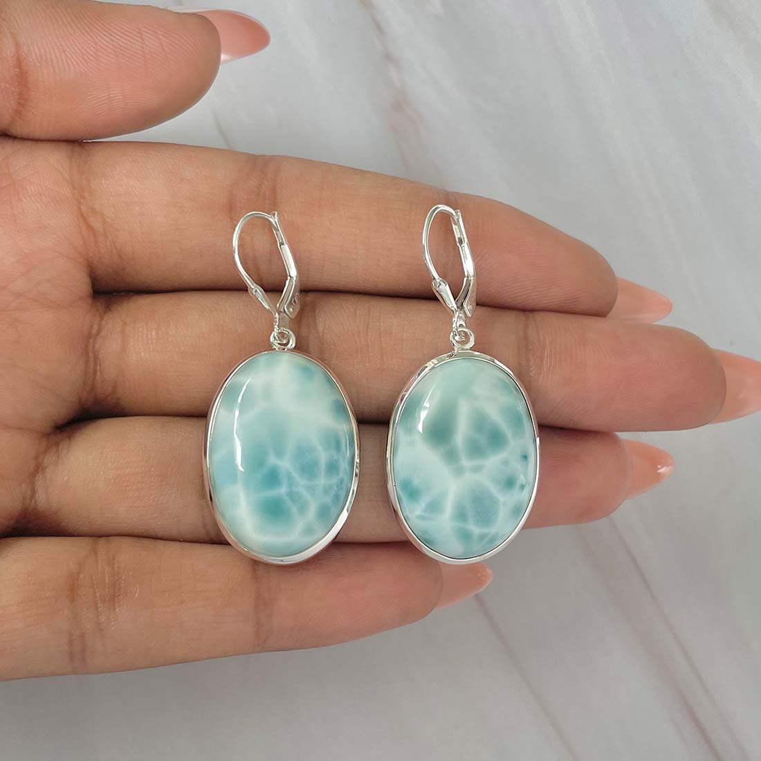 Larimar Earring-(LAR-E-130.)