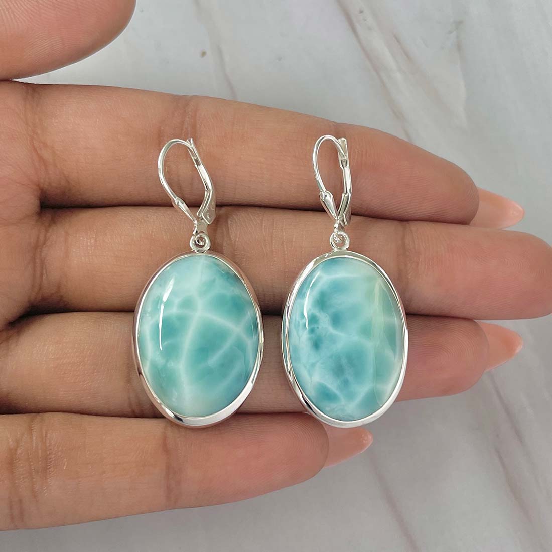 Larimar Earring-(LAR-E-131.)