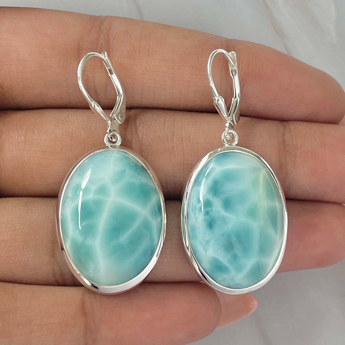 Larimar Earring-(LAR-E-131.)