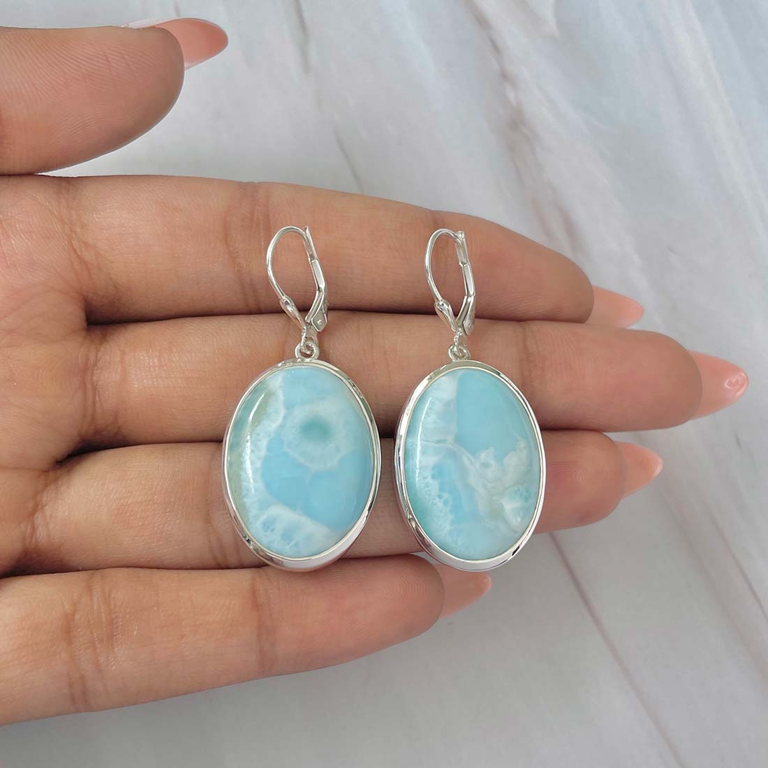 Larimar Earring-(LAR-E-137.)