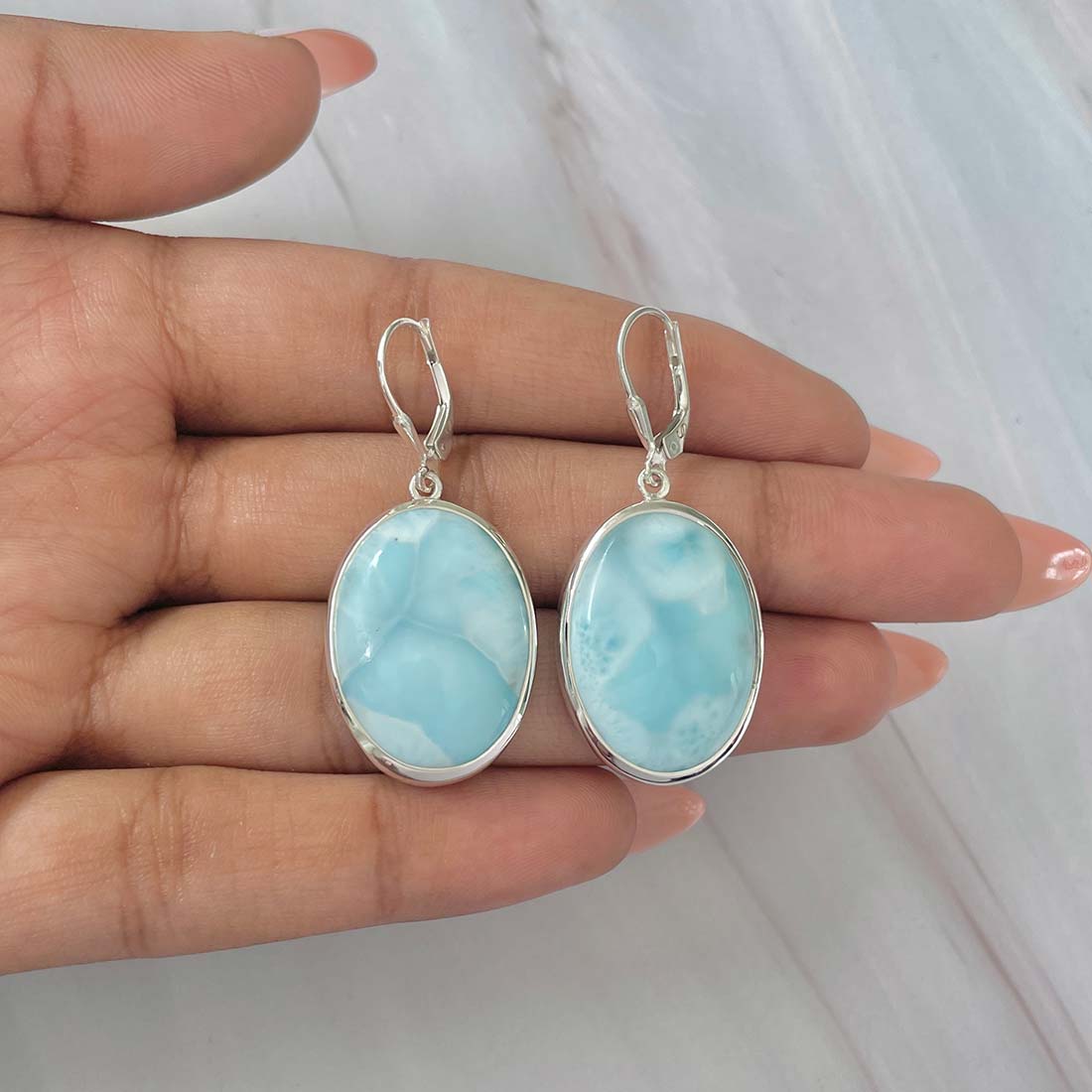 Larimar Earring-(LAR-E-138.)