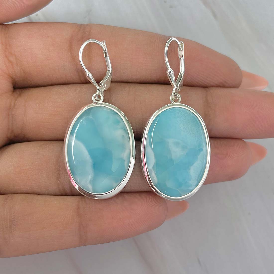 Larimar Earring-(LAR-E-140.)