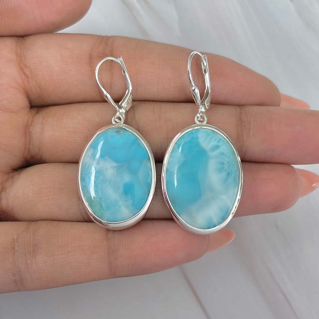 Larimar Earring-(LAR-E-141.)