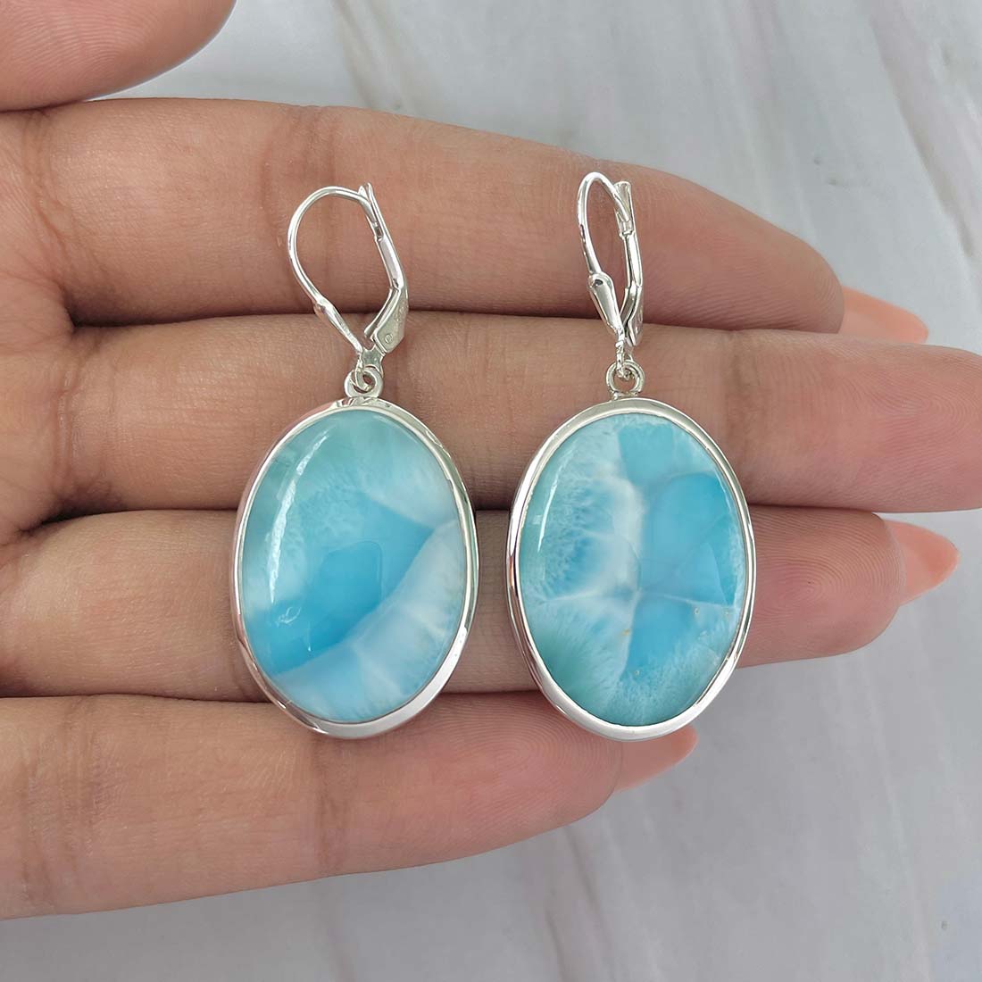Larimar Earring-(LAR-E-142.)