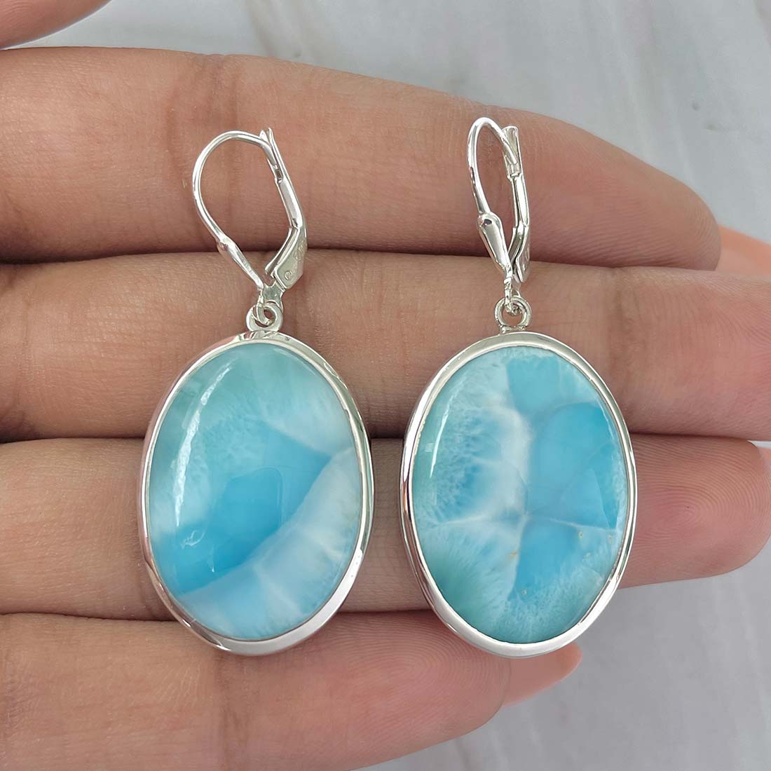 Larimar Earring-(LAR-E-142.)