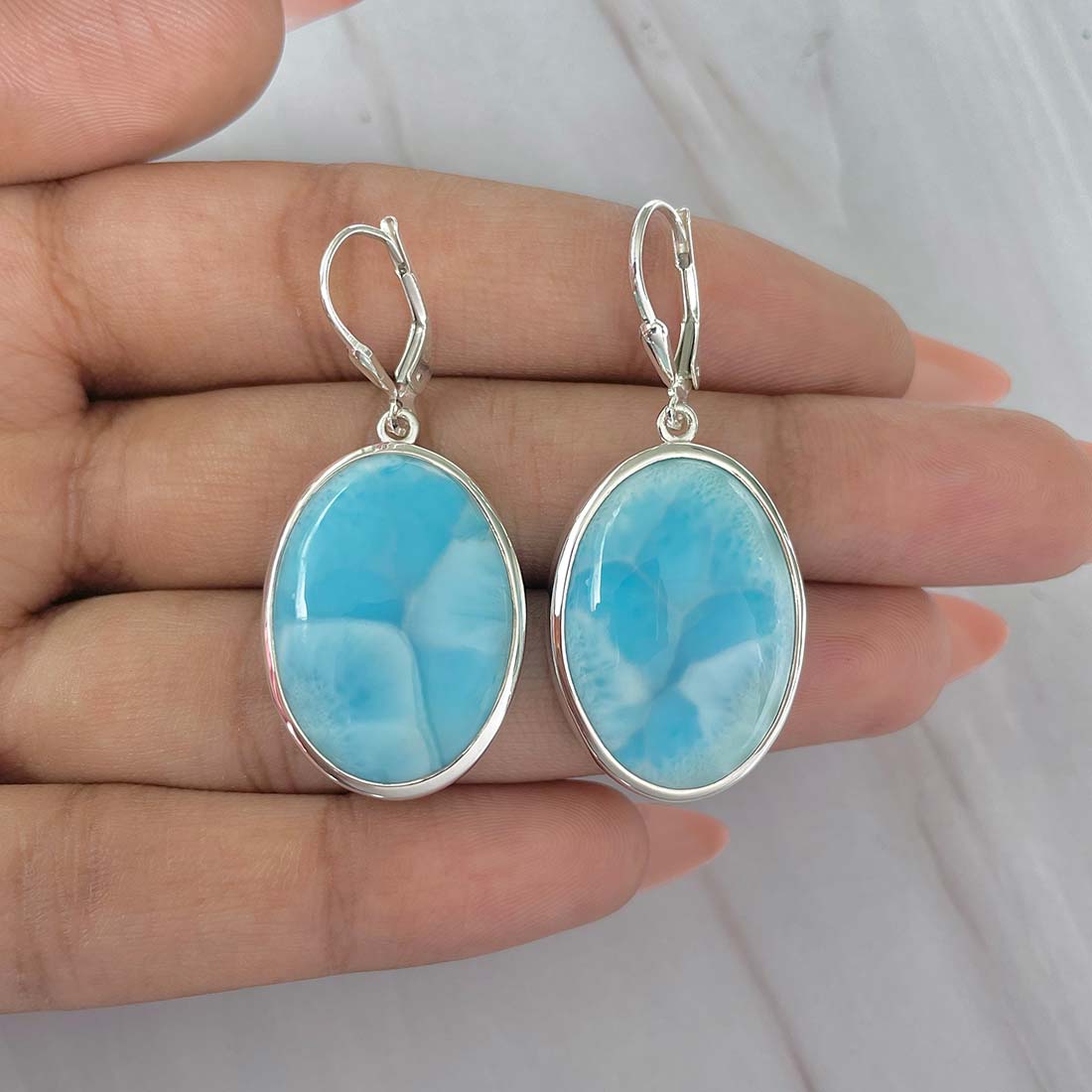 Larimar Earring-(LAR-E-143.)