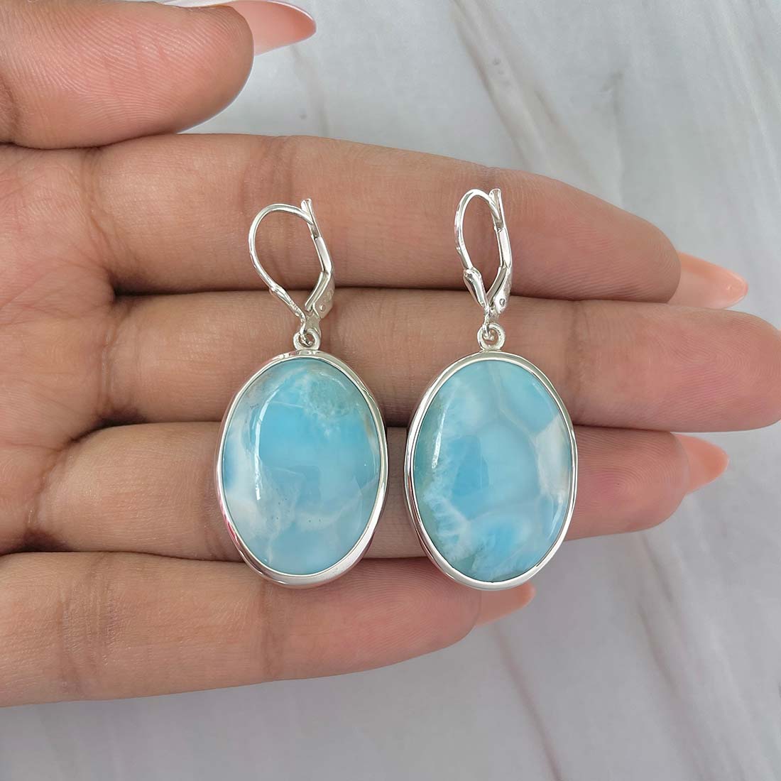 Larimar Earring-(LAR-E-144.)