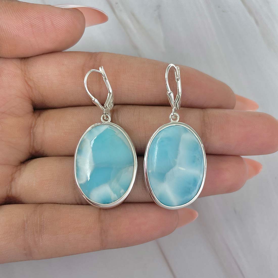 Larimar Earring-(LAR-E-145.)