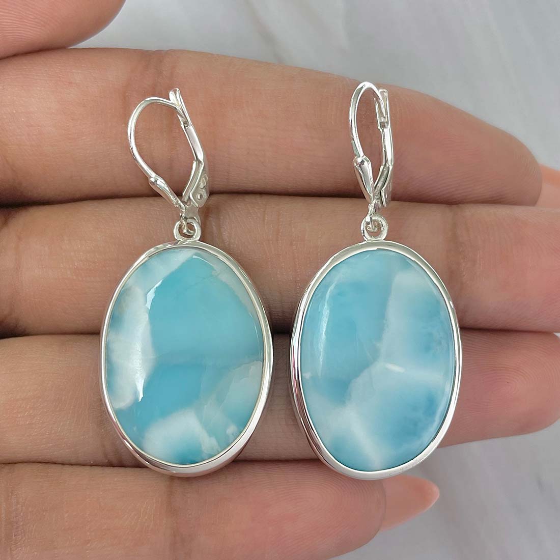 Larimar Earring-(LAR-E-145.)