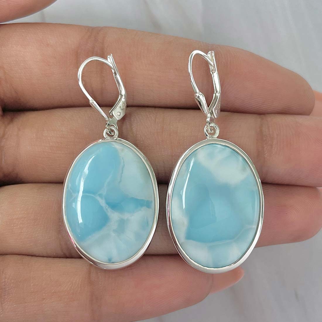 Larimar Earring-(LAR-E-146.)
