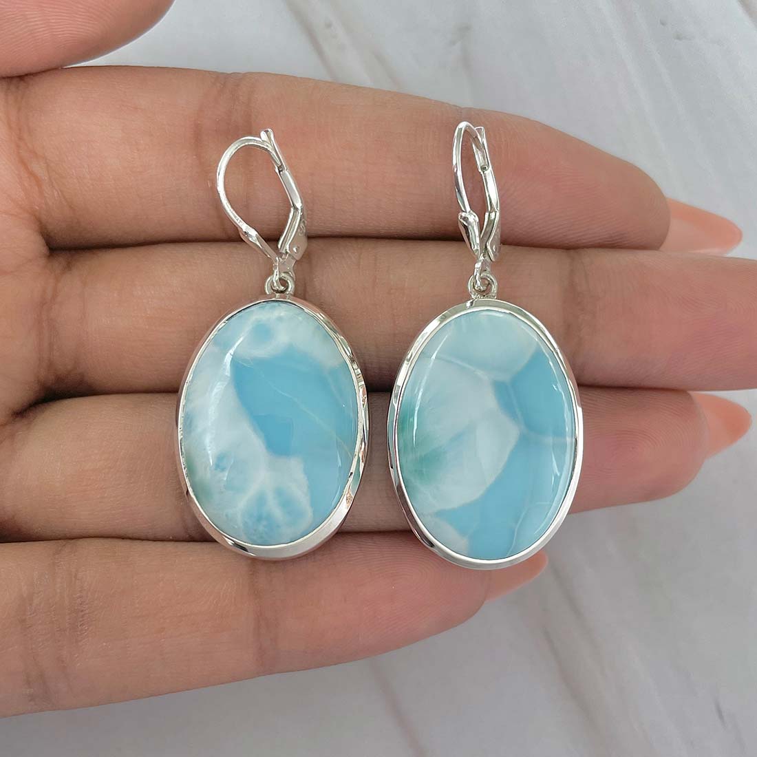 Larimar Earring-(LAR-E-147.)
