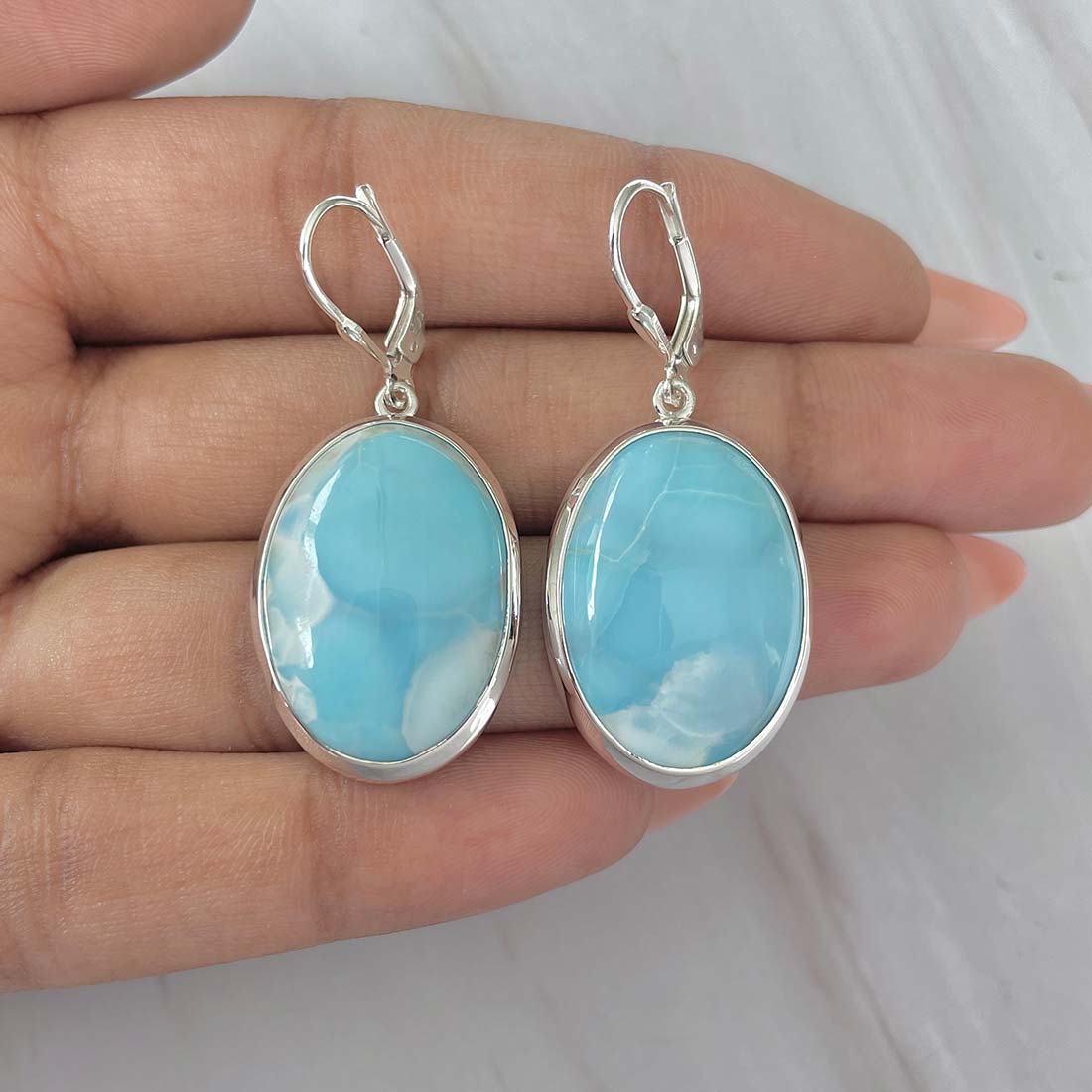 Larimar Earring-(LAR-E-148.)